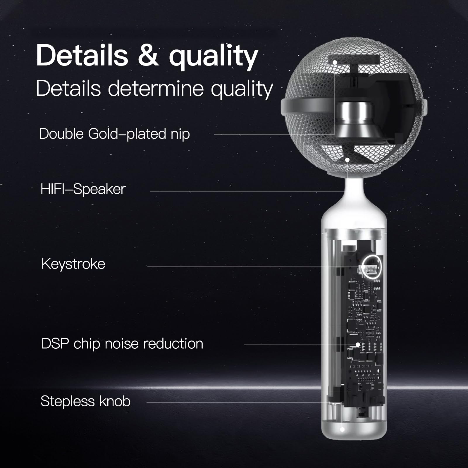 Sabinetek Wireless Bluetooth Karaoke Microphone,Multiple Sound Effects, Chip Noise Reduction,Portable Handheld Mic Speaker For A