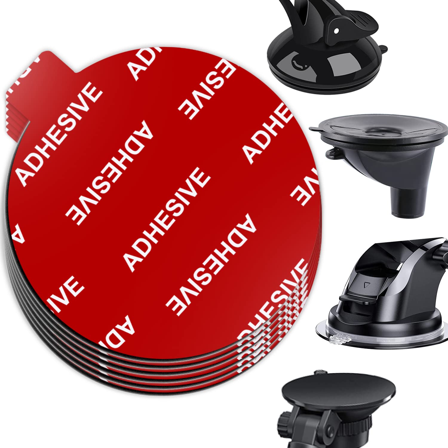 Azxyi 6 Pcs Windshield Mount Adhesives For Suction Cup Mount, 80Mm(3.15 Inches) Circle Double Sided Sticker Pads For Dashboard Mounting Disk And Windshield Camera, Gps, Car Phone Mount