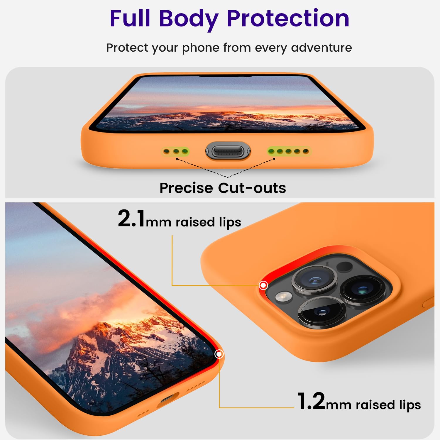 Otofly Designed For Iphone 14 Pro Case, Silicone Shockproof Slim Thin Phone Case For Iphone 14 Pro 6.1 Inch (Orange)