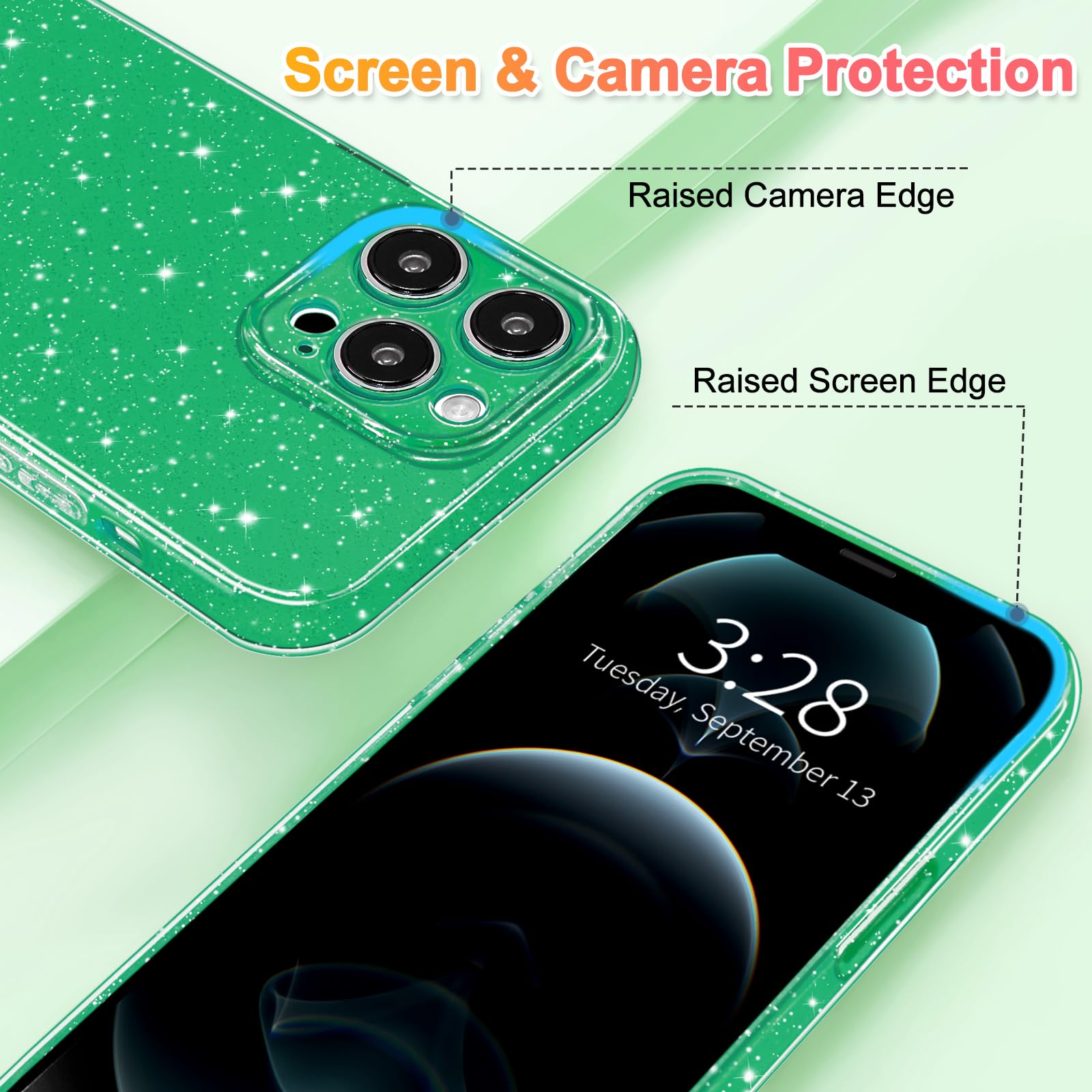 Hython Case For Iphone 12 Pro Case Glitter Cute Sparkly Shiny Bling Sparkle Phone Cases 6.1'', Thin Slim Fit Soft Tpu Bumper Sho