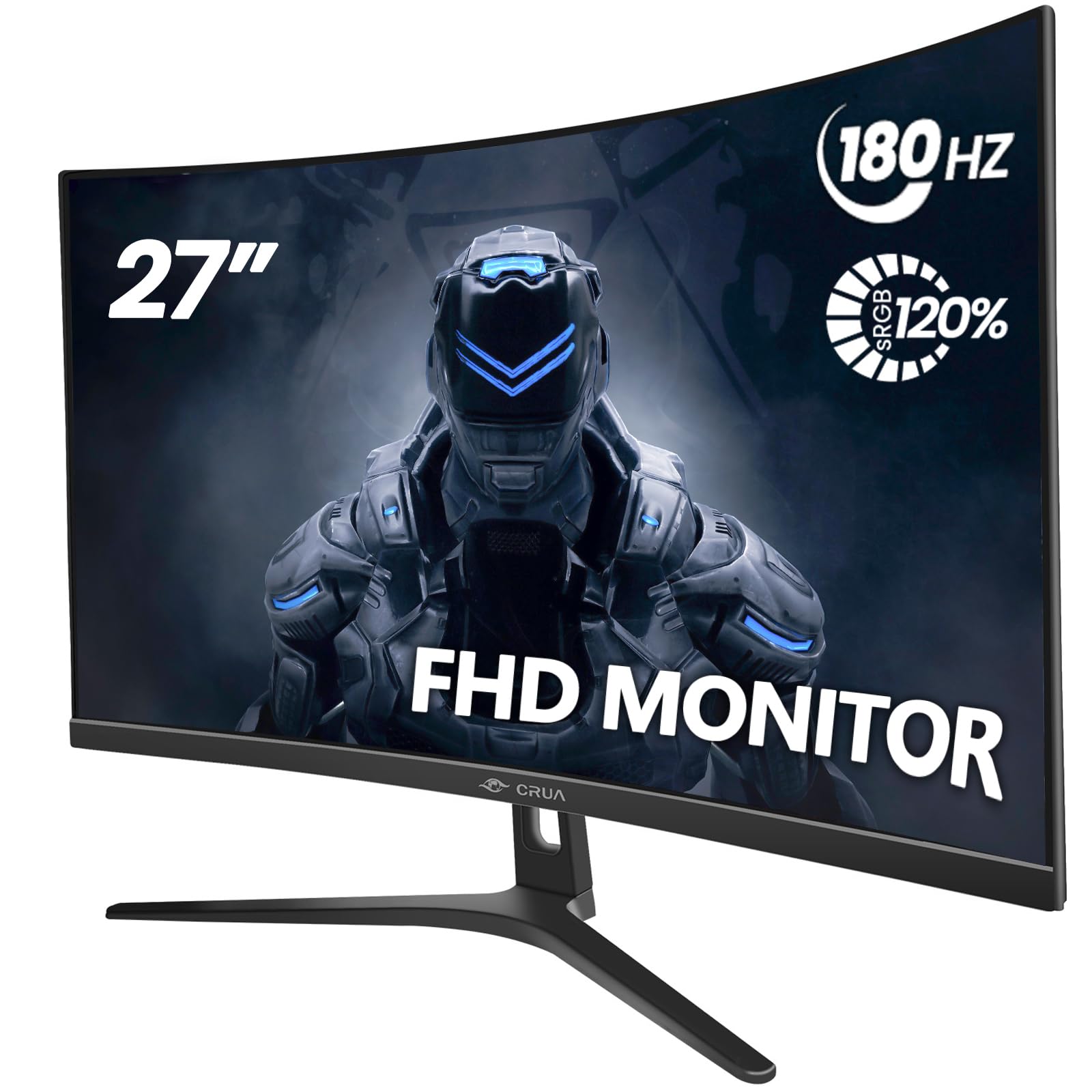 Crua 27'' 144Hz/180Hz Curved Gaming Monitor, Full Hd 1080P Va Screen 1800R Computer Monitors, 1Ms(Gtg) With Freesync, Low Motion