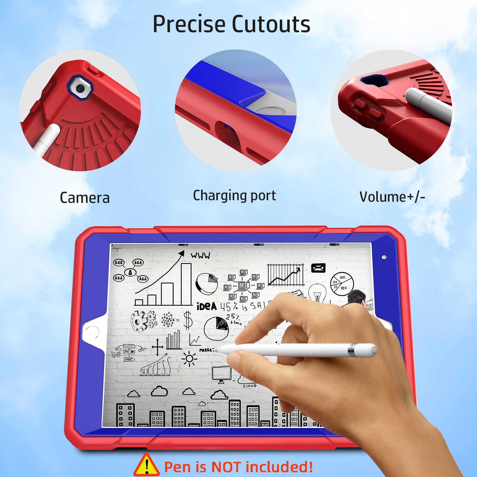 Tsqqst Kids Case For Ipad 9Th/8Th/7Th Generation With Glass Screen Protector | Ipad 10.2 Case 2021 2020 2019 With Pencil Holder+