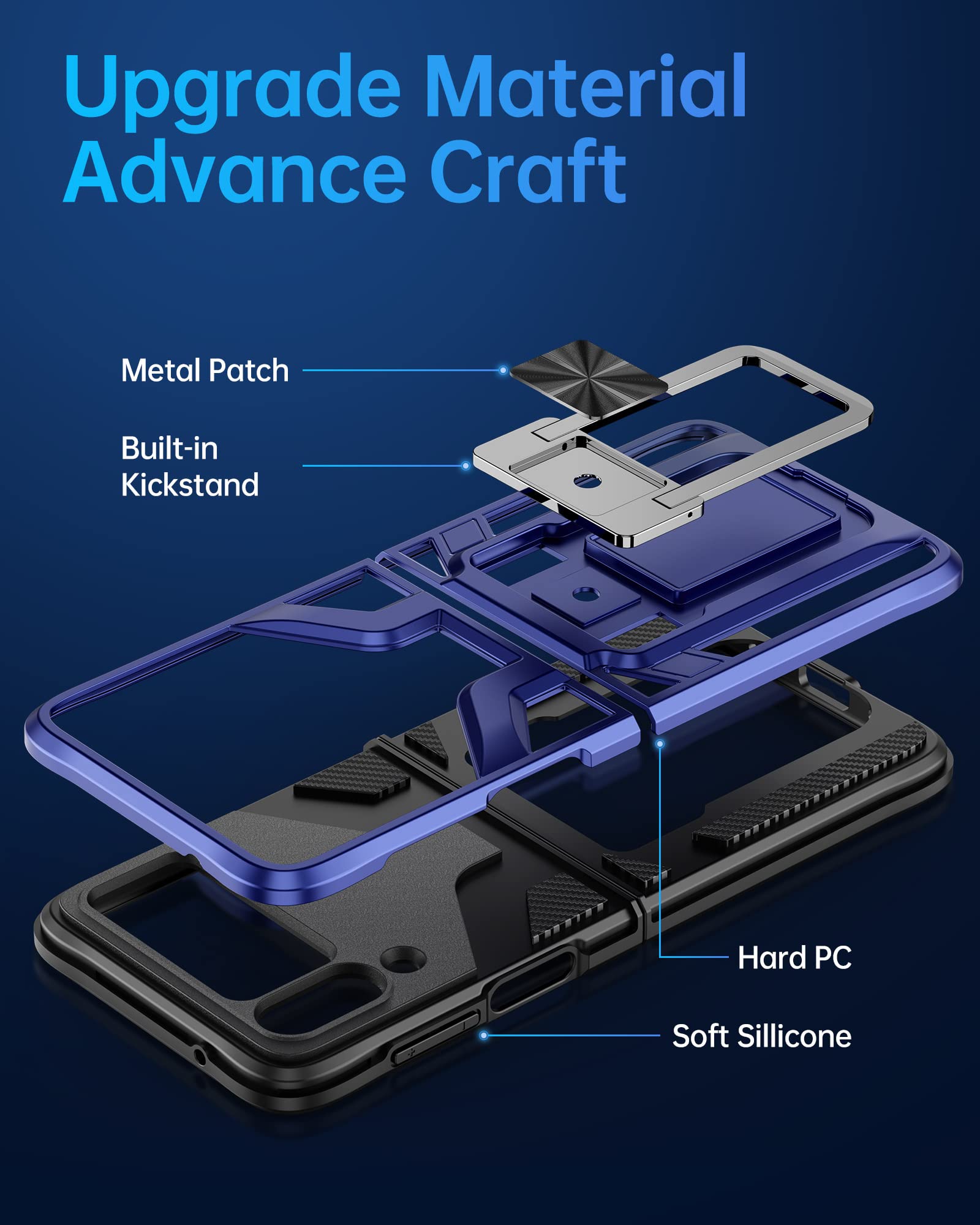 Ejgna For Galaxy Z Flip 4 Case With Kickstand, [Military Grade Drop Tested] Shockproof Phone Case Design For Samsung Galaxy Flip