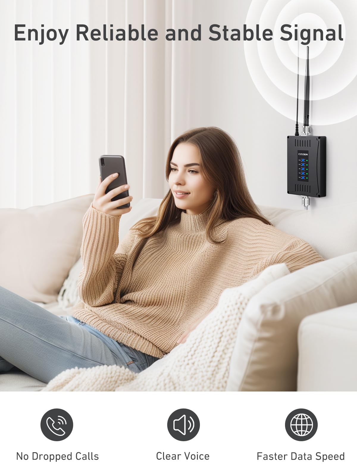 Cell Phone Signal Booster For Home Office Metal Building | Boosts 5G 4G Lte Signals On Band 2 4 5 12 13 17| Up To 3000 Sq Ft | S