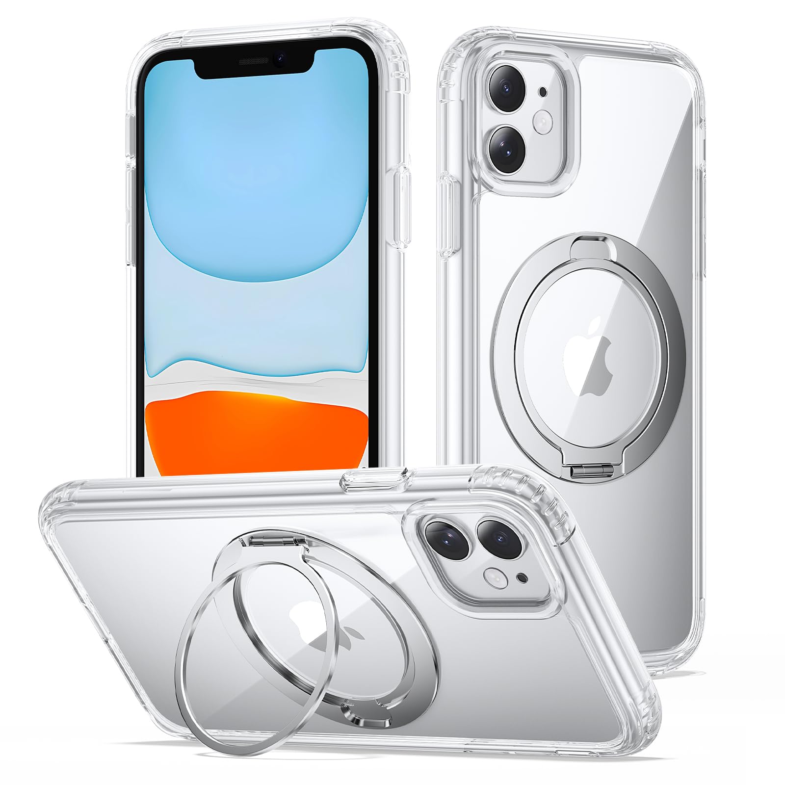 Yriklso Stand Case for iPhone 11 6.1 Inch, Compatible with MagSafe, Military Grade Drop Protection, Clear Shockproof Cover with 