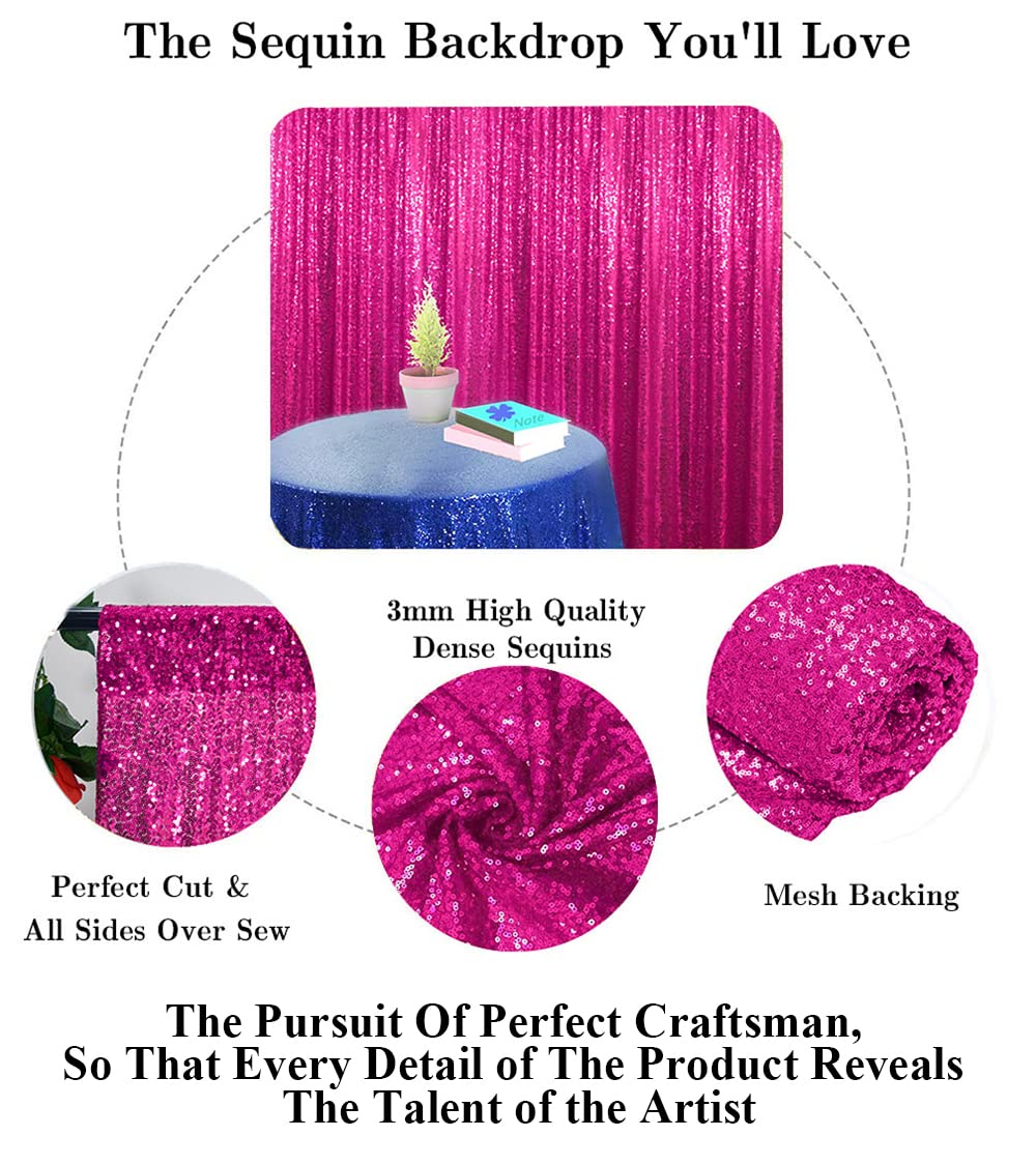 Partisout Sequin Backdrop Curtain 4Ftx7Ft Sequence Backdrops Party Glitter Background Sparkle Wedding Photo Shimmer Curtains (Ho