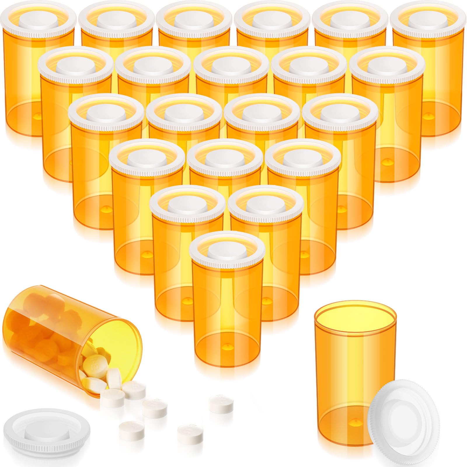 Jovitec 30 Pack Empty Pill Bottles With Lids Pill Container Plastic Medicine Bottle Plastic Vials For Storing Small Accessories, Prescription Medication, Vitamins, Film, Coins, Art Beads(Yellow)