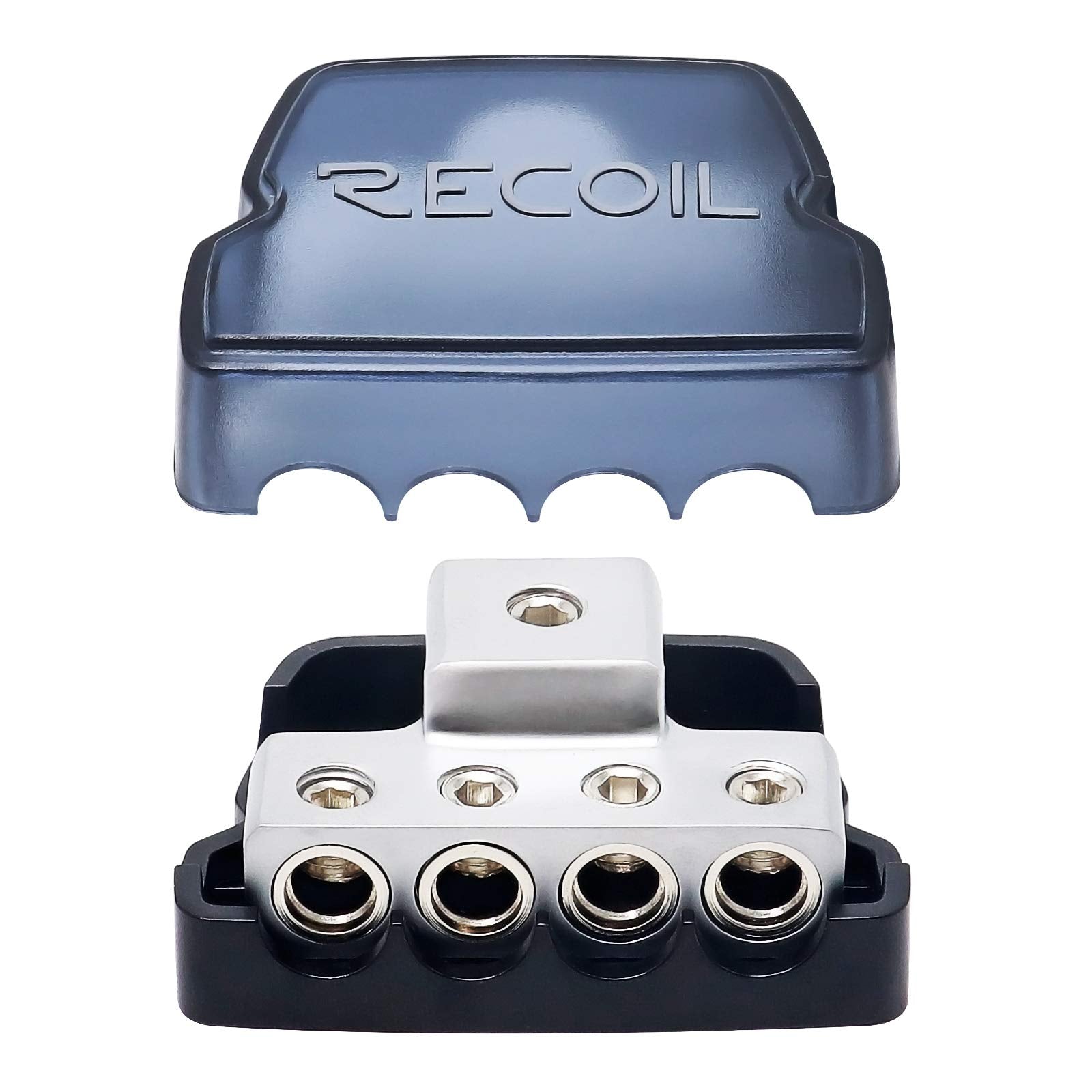 Recoil Db14 4 Way Power Distribution Block, 1 X 0/2/4 Gauge In / 4 X 4/8 Gauge Out Power Distribution Ground Distributor Block F