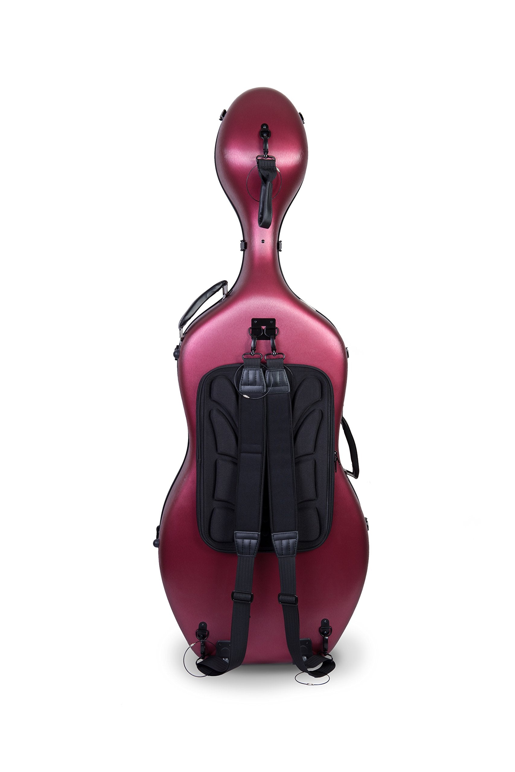 Crossrock Poly Carbon Cello Case For 4/4 Full-Size | Matte Red Finish, Wheels, Lightweight & Durable - Best For School Orchestra