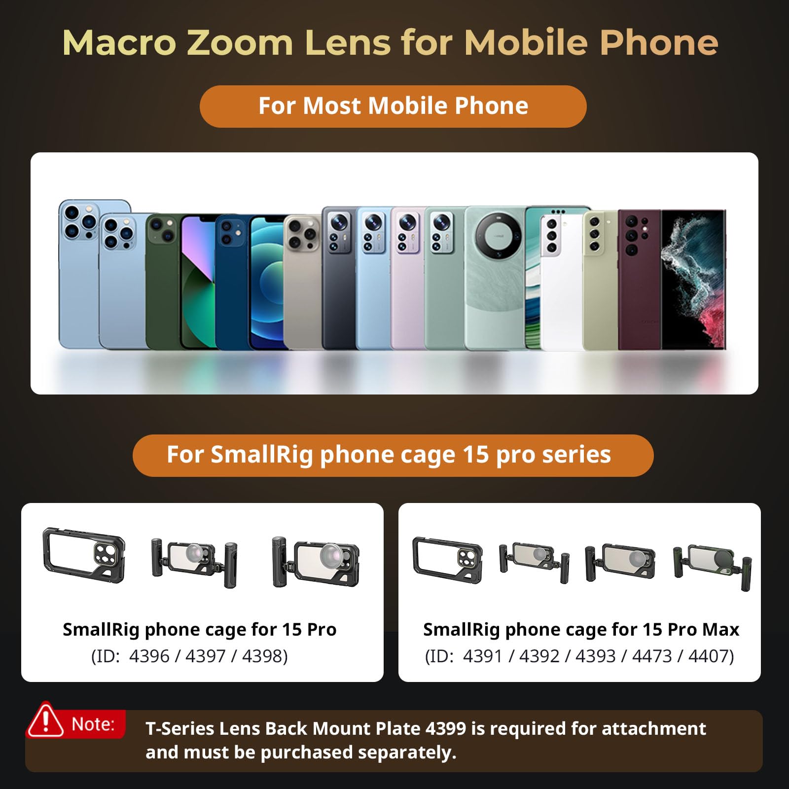 Smallrig 75Mm Hd Master Macro Lens, T-Mount Lens For Iphone, For Samsung, For Huawei, For Xiaomi, Macro Photography Phone Camera