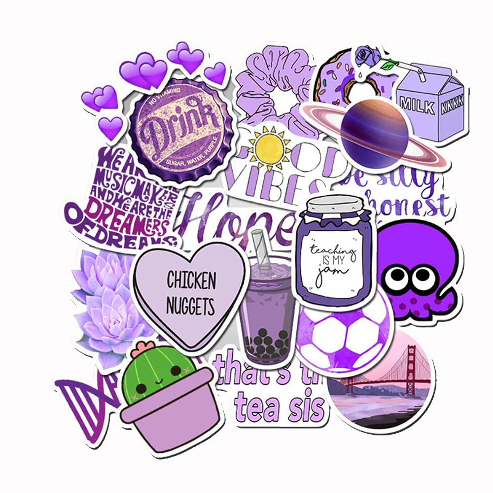 Girl'S Purple Aesthetic Stickers Waterproof Cute Stickers 50 Pcs Water Bottle Laptop Phone Stickers For Teens Kids