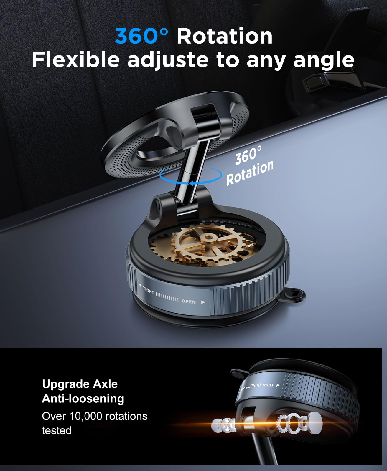 Beeasy For Magsafe Car Mount Upgraded Vacuum Suction Dashboard Phone Holder, 360 Adjustable Foldable Car Mount For Iphone 16E 16