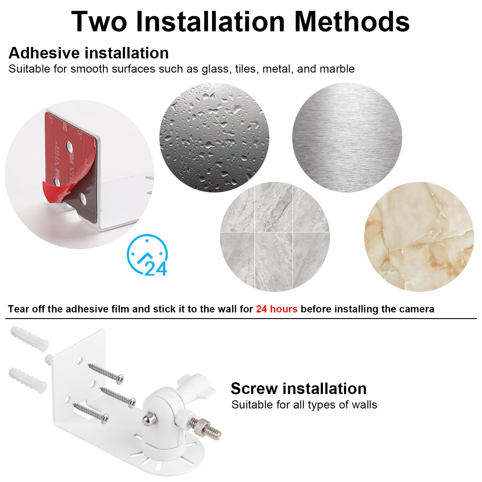 2Pack Adjustable Metal Camera Mount For Arlo Essential/Xl 2Nd Generation/Arlo Pro 4/Pro 3/Pro2/Pro/Pro 5S/Ultra2/Ultra, Mounting Bracket Outside For Arlo Camera,No Drill Vhb Stick Or Screws