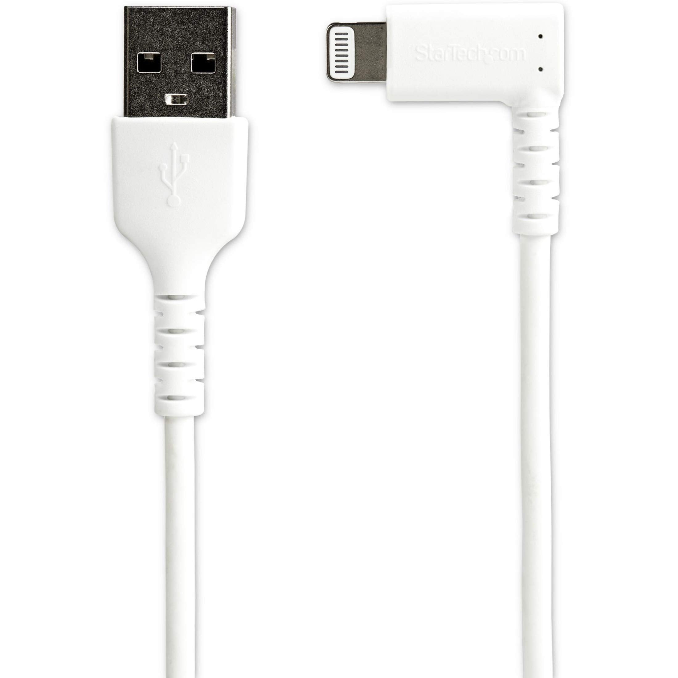 Startech.Com 2M Usb A To Lightning Cable - Durable 90 Degree Right Angled White Usb Type A To Lightning Connector Sync & Charger