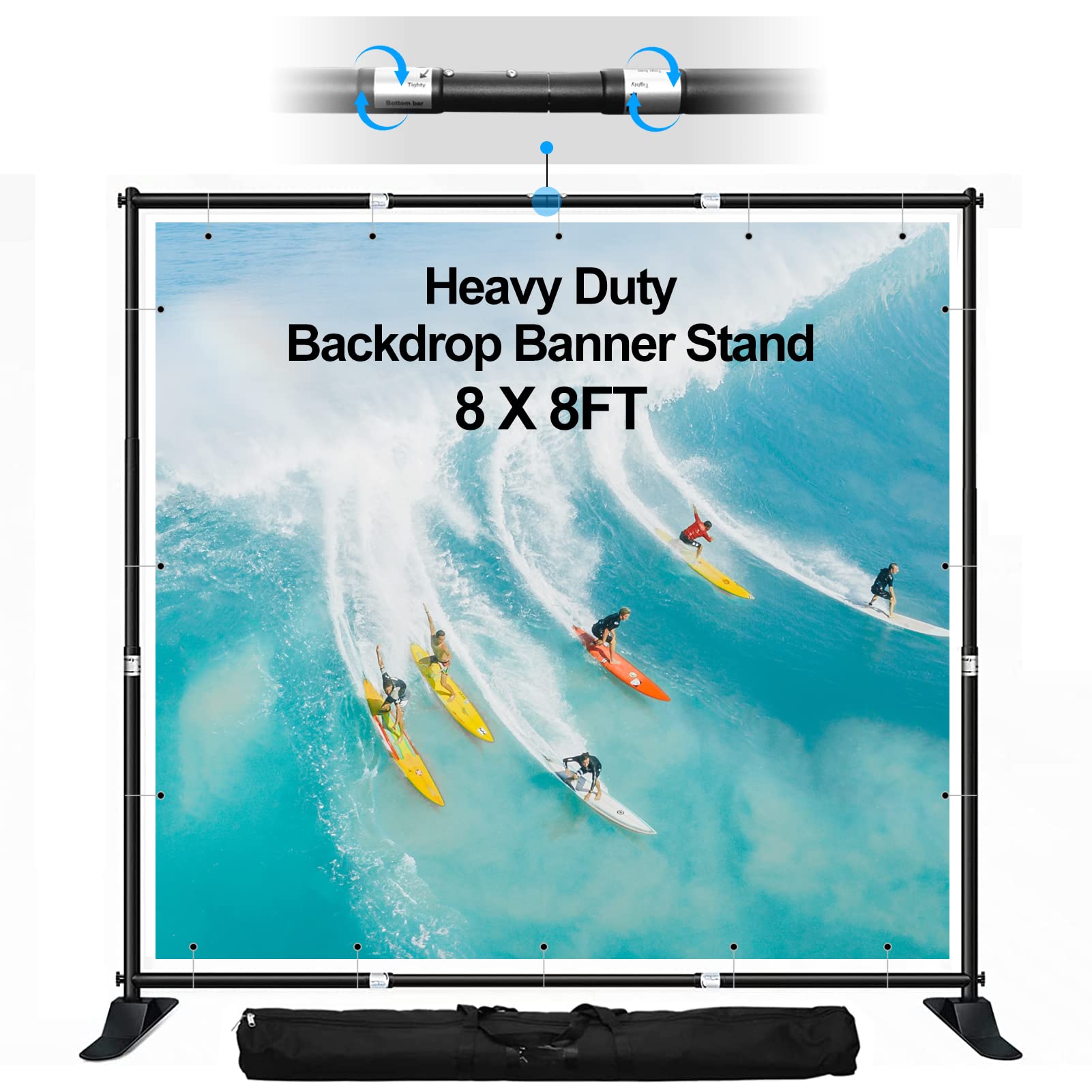 Fudesy 8X8 Ft Backdrop Banner Stand, Heavy Duty Adjustable Background Stand Kit With Carrying Bag, Step And Repeat Photography F