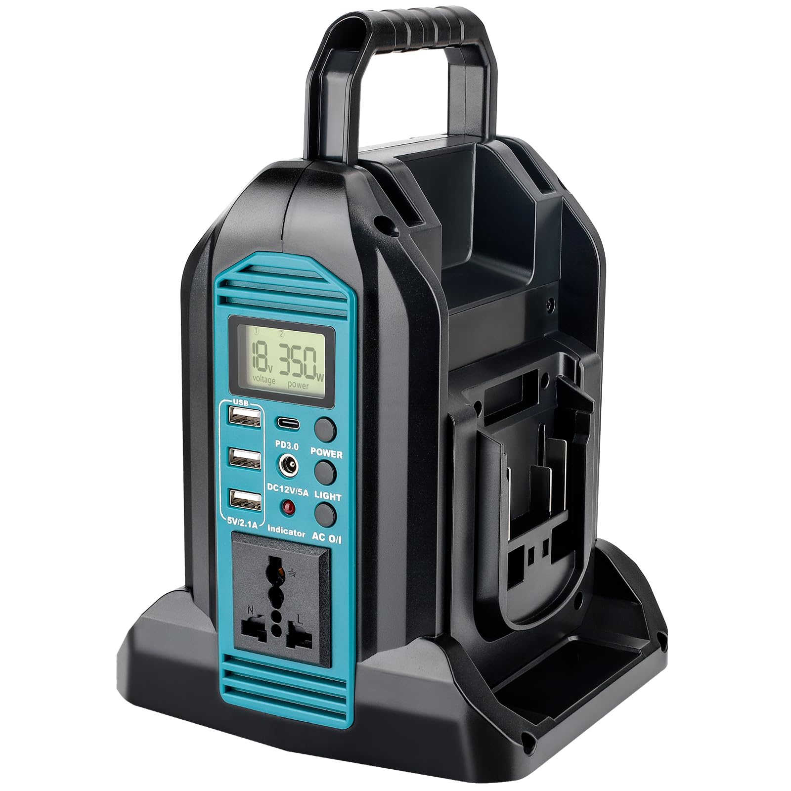 2-Ports 350W Power Inverter for Makita 18v Battery, Portable DC 18V to AC 110-120V Outdoor Generators Converter with USB-A & Typ