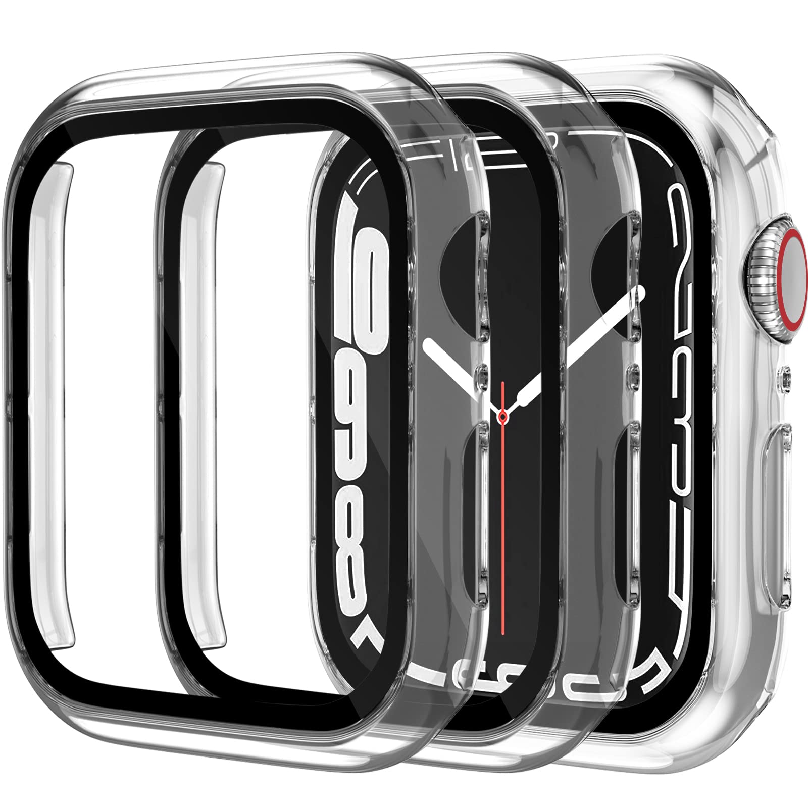 Charlam Compatible With Apple Watch Case 45Mm Series 9 8 7 With Tempered Film Screen Protector, Full Protective Hard Pc Bumper T