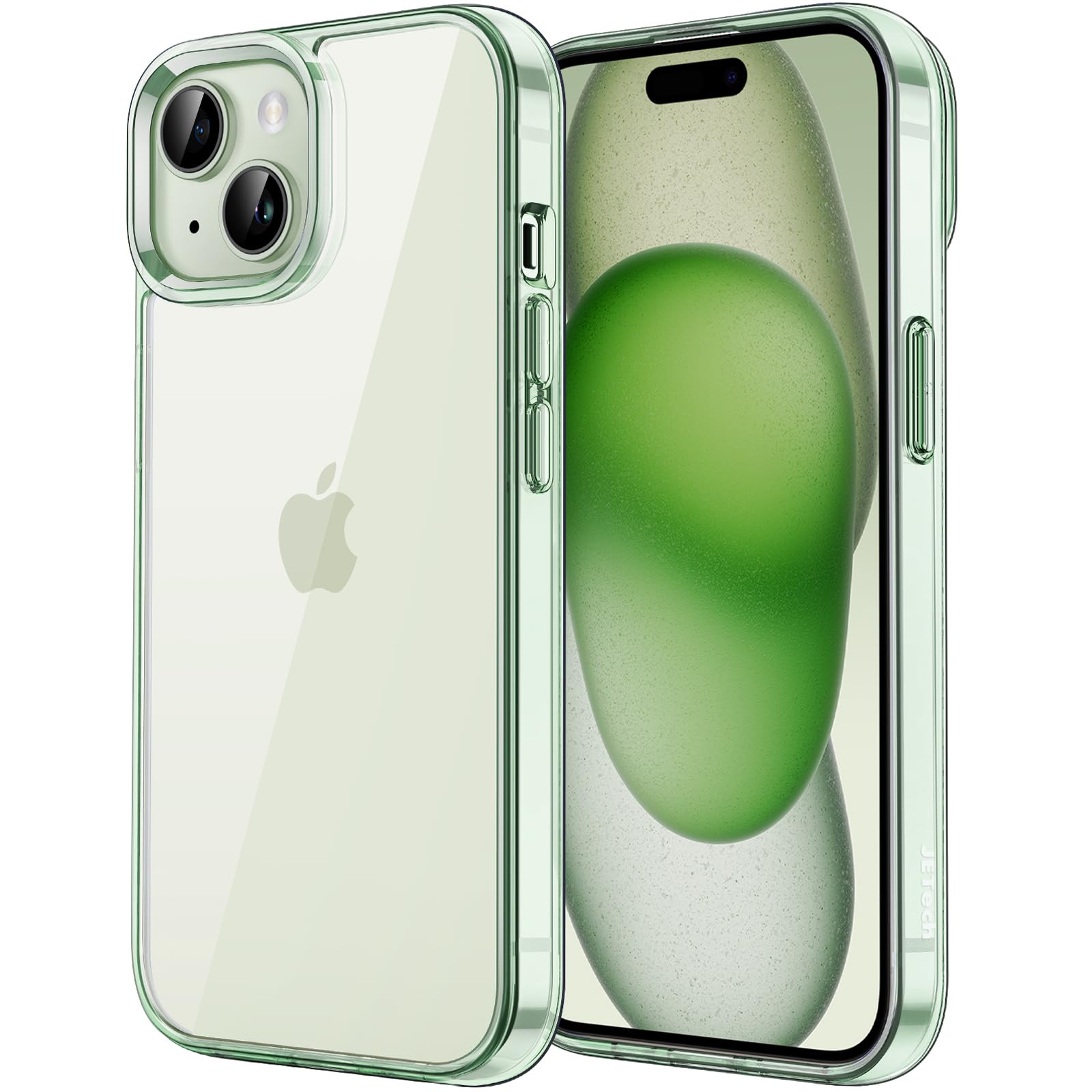 JETech Case for iPhone 15 Plus 6.7-Inch, Non-Yellowing Shockproof Phone Bumper Cover, Anti-Scratch Clear Back (Green)