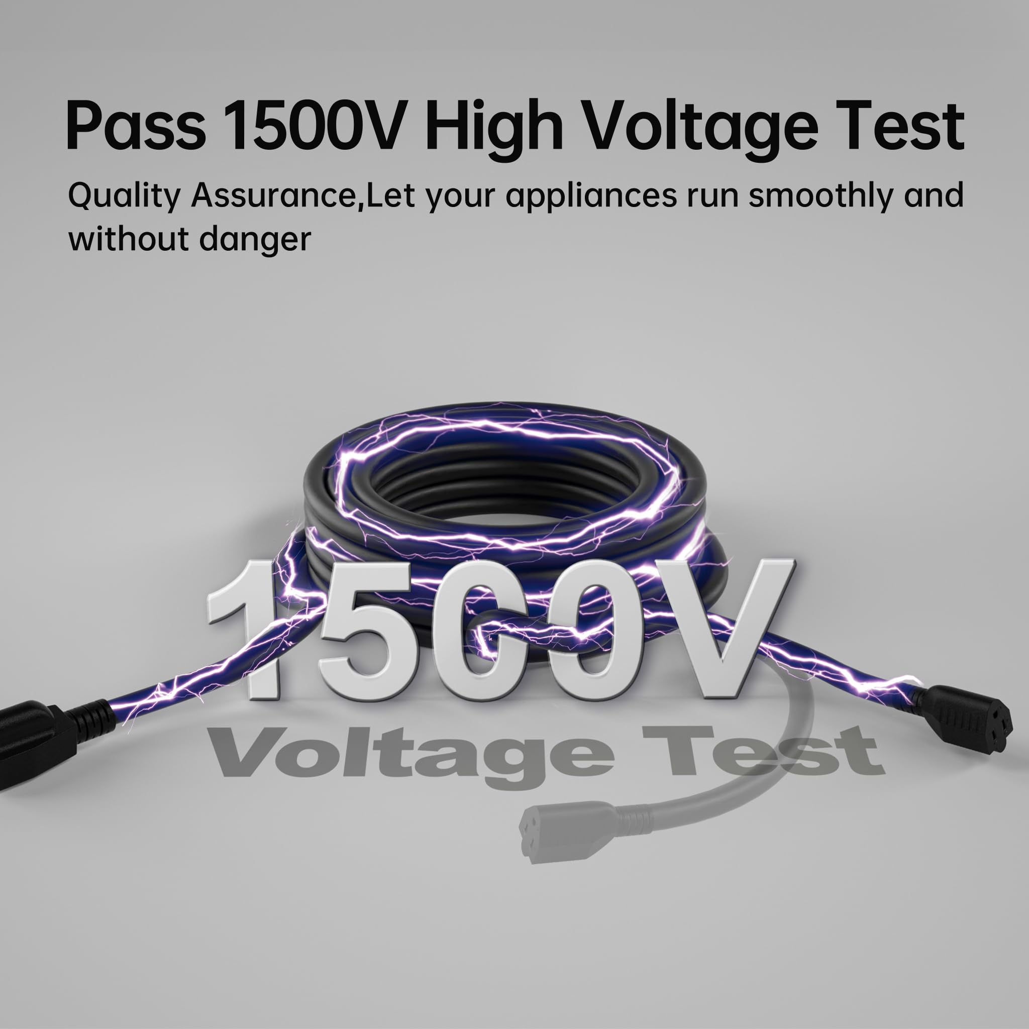 Plugsaf Black Outdoor Extension Cord 10 Ft 16/3 Gauge Waterproof, Cold Weatherproof  58?F, Flame Retardant, Flexible 3 Prong Hea