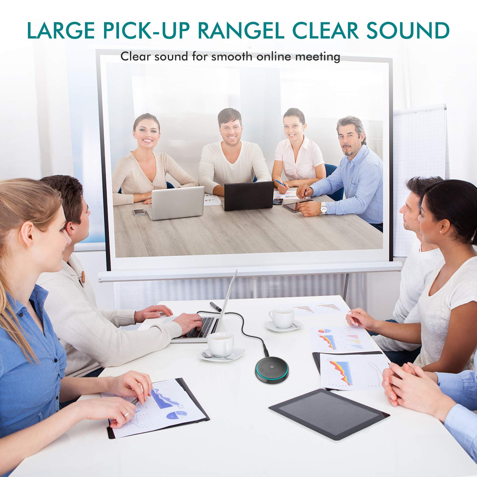 Wise Tiger Usb Conference Microphone For Gaming, Skype, Zoom   360 Omnidirectional Condenser Pc Mic With One Key Mute, Plug & Pl