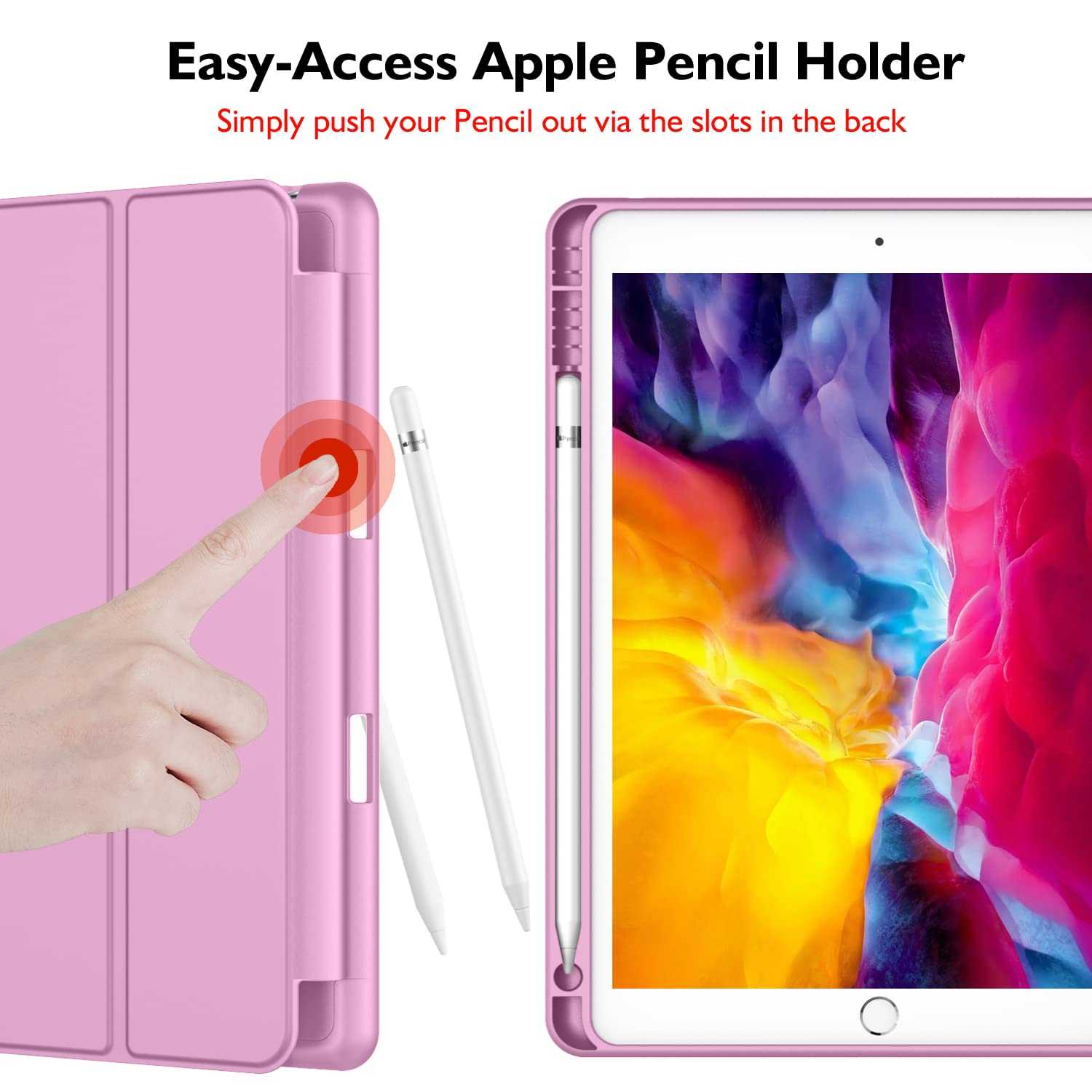 Imieet Ipad 9.7 Case (2018/2017 Model, 6Th/5Th Generation), Smart Cover With Pencil Holder And Soft Baby Skin Silicone Back And Full Body Protection, Auto Wake/Sleep Cover (Pastel Violet)