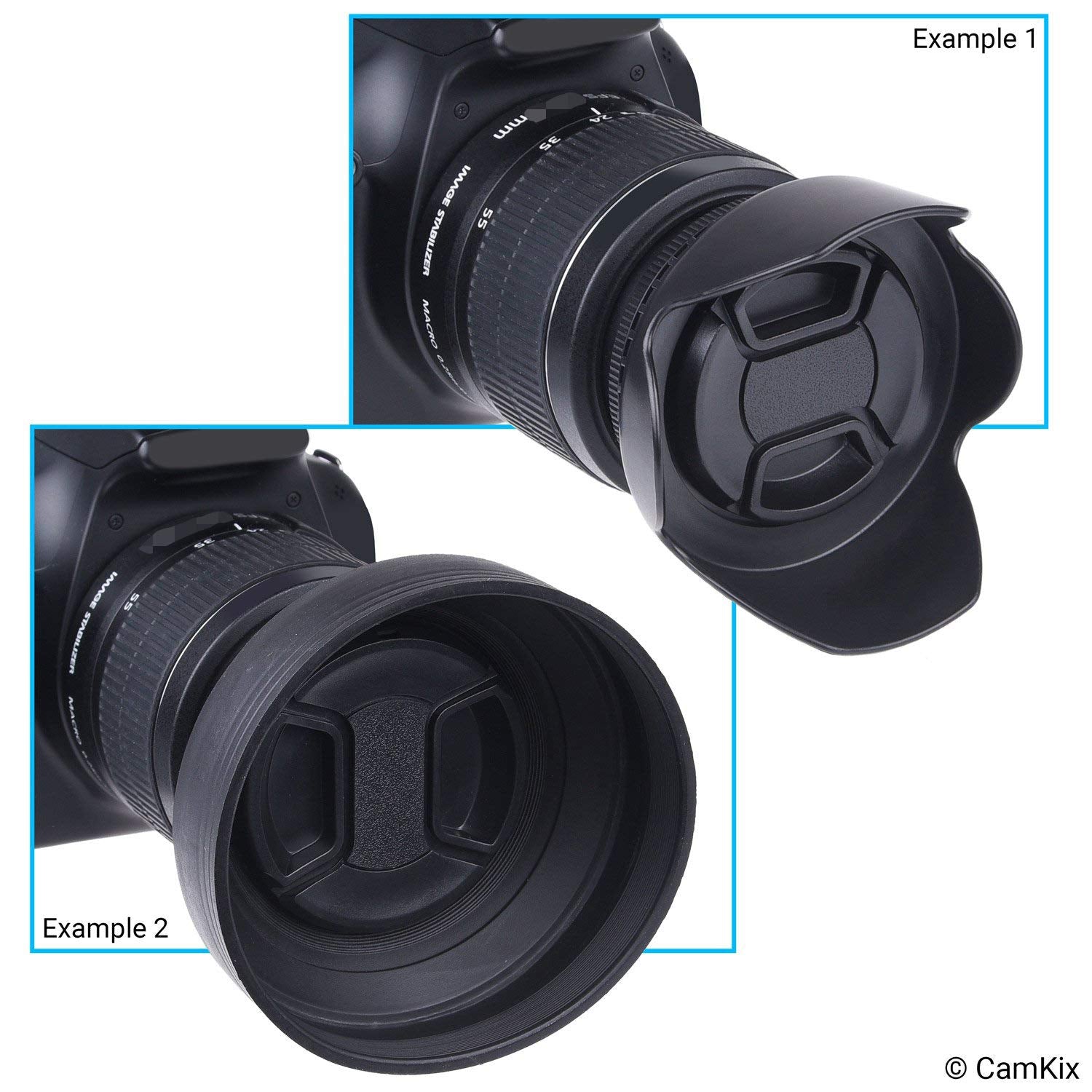 49Mm Set Of 2 Camera Lens Hoods And 1 Lens Cap   Rubber (Collapsible) + Tulip Flower   Sun Shade/Shield   Reduces Lens Flare And