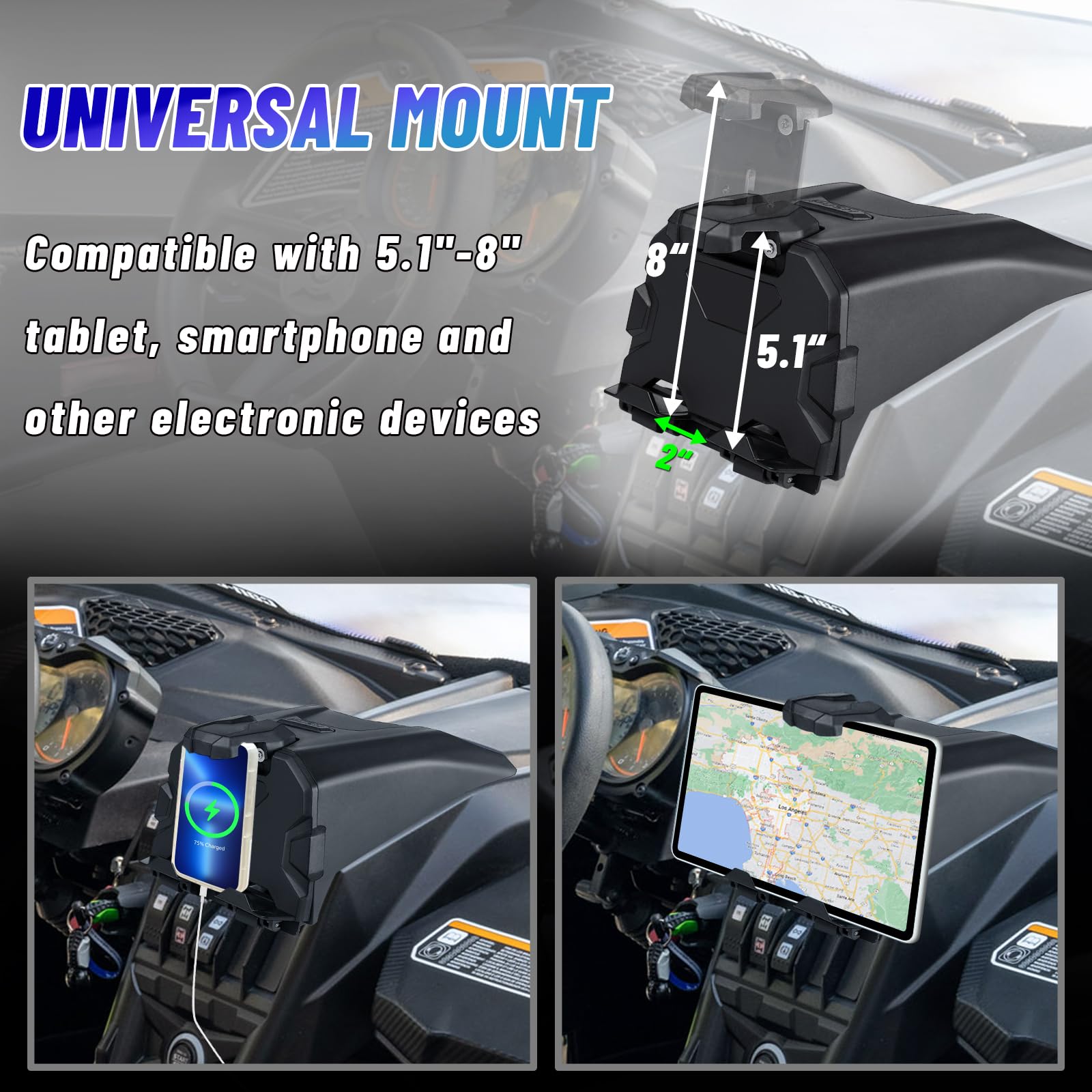 Mdpromcp Maverick X3 Tablet Holder With Storage Box, Tablet Mount Compatible With Can Am Maverick X3 Accessories Center Console