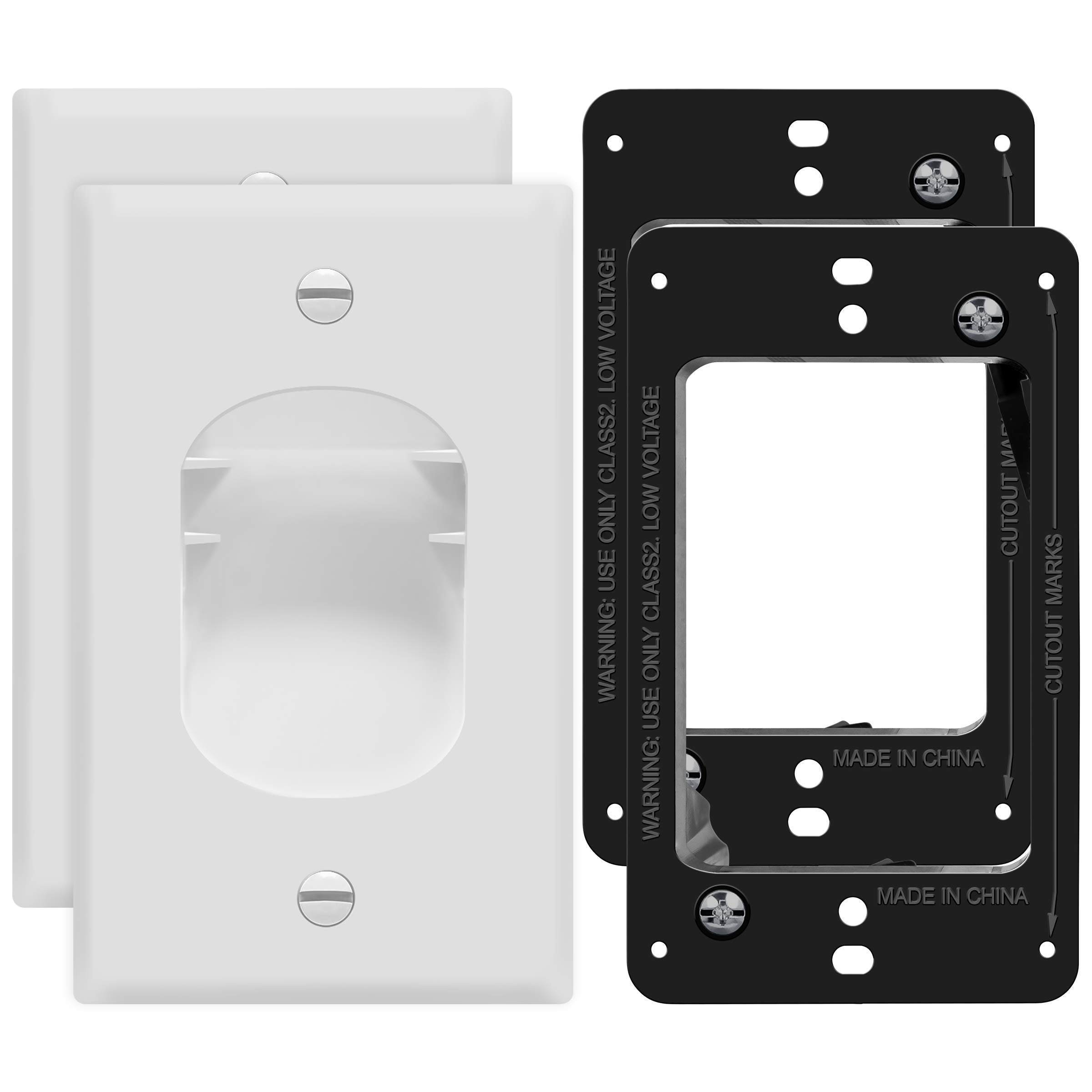 Topgreener Recessed Low Voltage Cable Wall Plate For Home Theaters, Size 1 Gang 4.50'' X 2.75'', Polycarbonate Thermoplastic, Tg