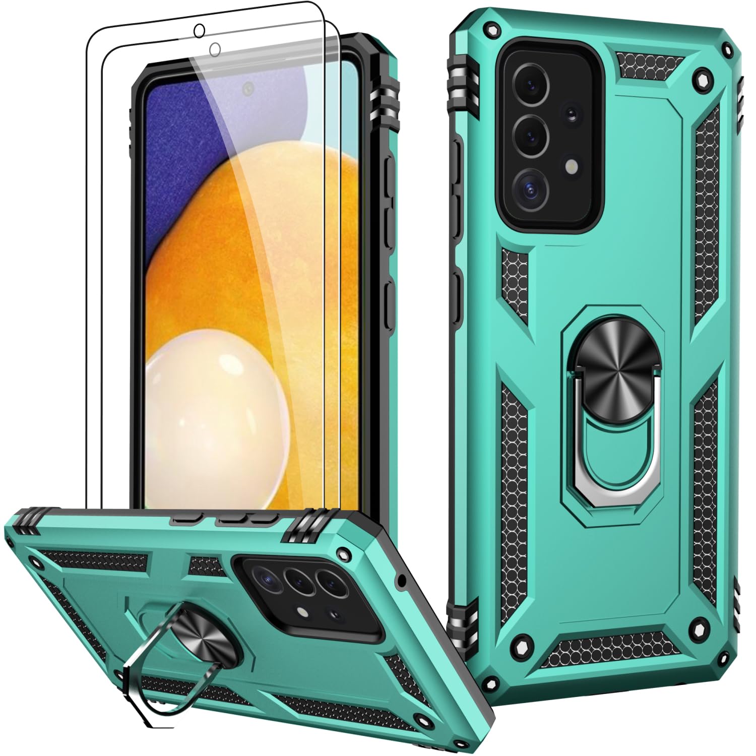 Lumarke For Galaxy A72 Case With Screen Protector,Pass 16Ft. Drop Tested Military Grade Protective Phone Cover With Magnetic Rin