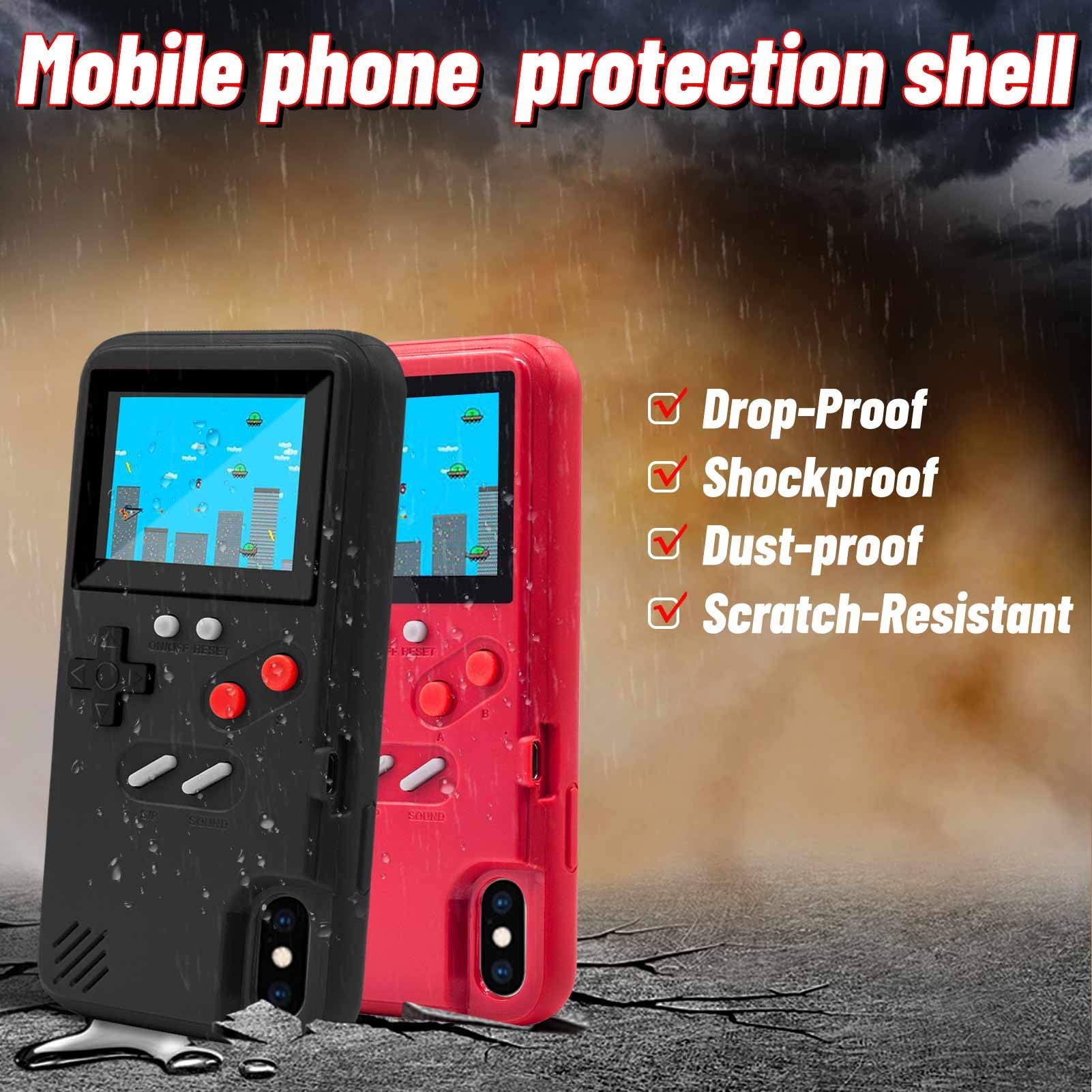 Lucbuy Game Console Case Compatible For Iphone X/Xs, Retro Protective Cover Self Powered Case With 36 Small Games, Full Color Di