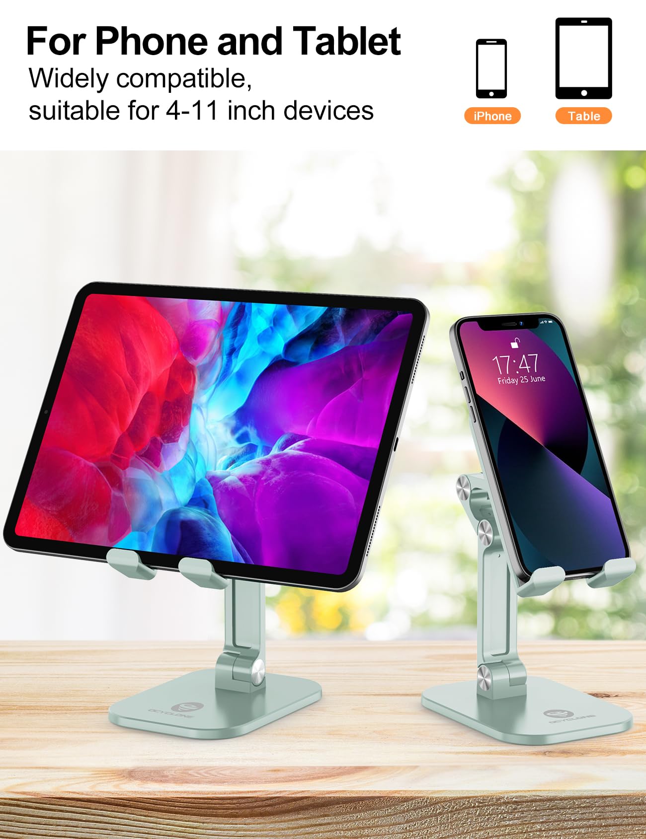 Ocyclone Phone Stand, Adjustable Height And Angle Cell Phone Stand For Desk Foldable Holder, Taller Iphone Stand Compatible 4 11
