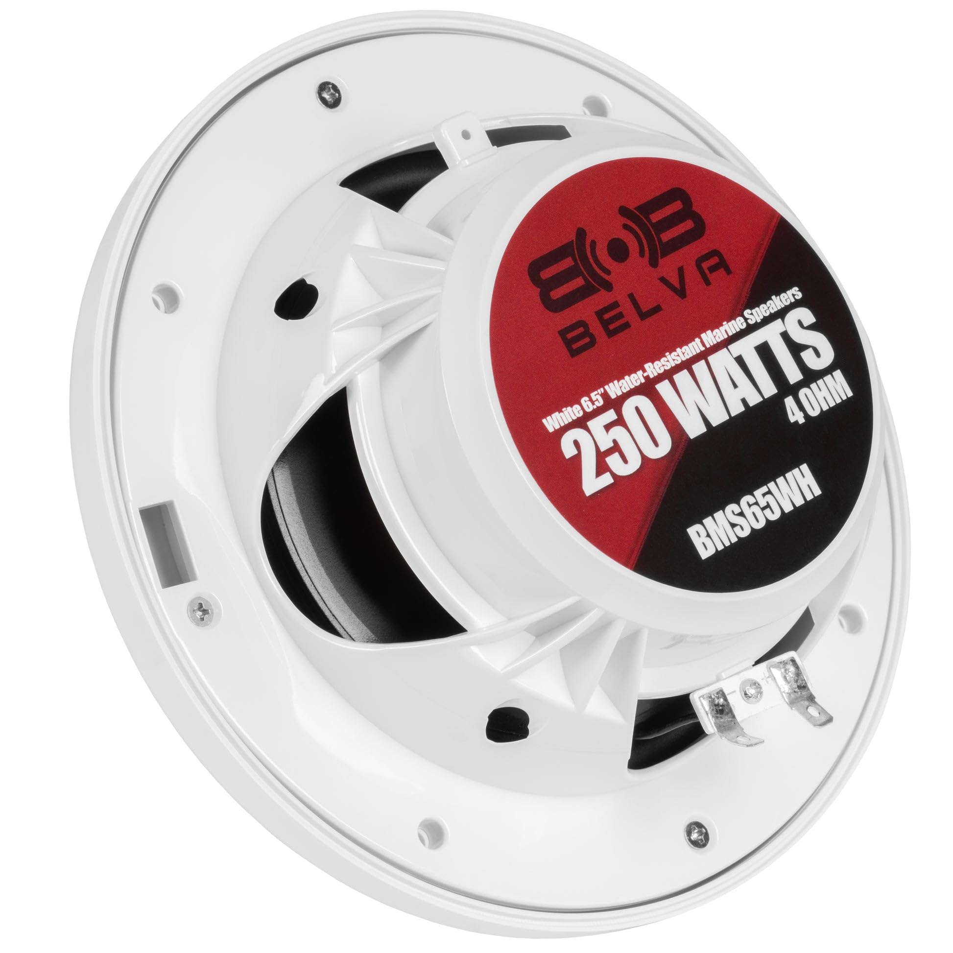 Belva Bms65Wh 500W Peak (250W Rms) 6.5' 2 Way White Coaxial Marine Speakers For Boats/Atv/Utv/Sxs/Powersport