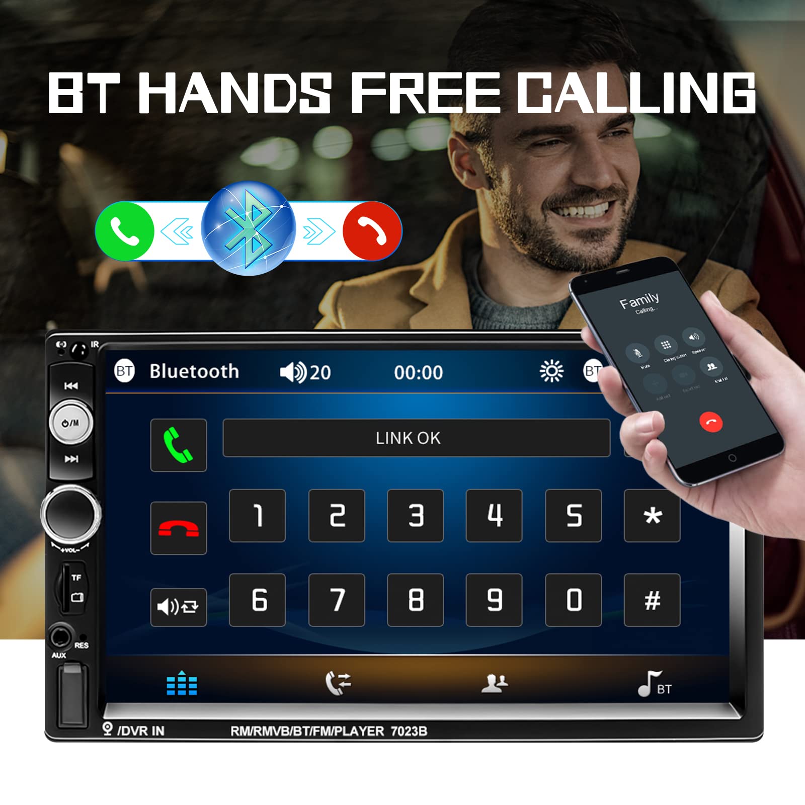 Liehuzhekeji Double Din Car Stereo 7'' Touch Screen 2 Din Car Radio With Bluetooth Fm, Mp5 Player With Usb/Sd/Aux Input 2 Din Au