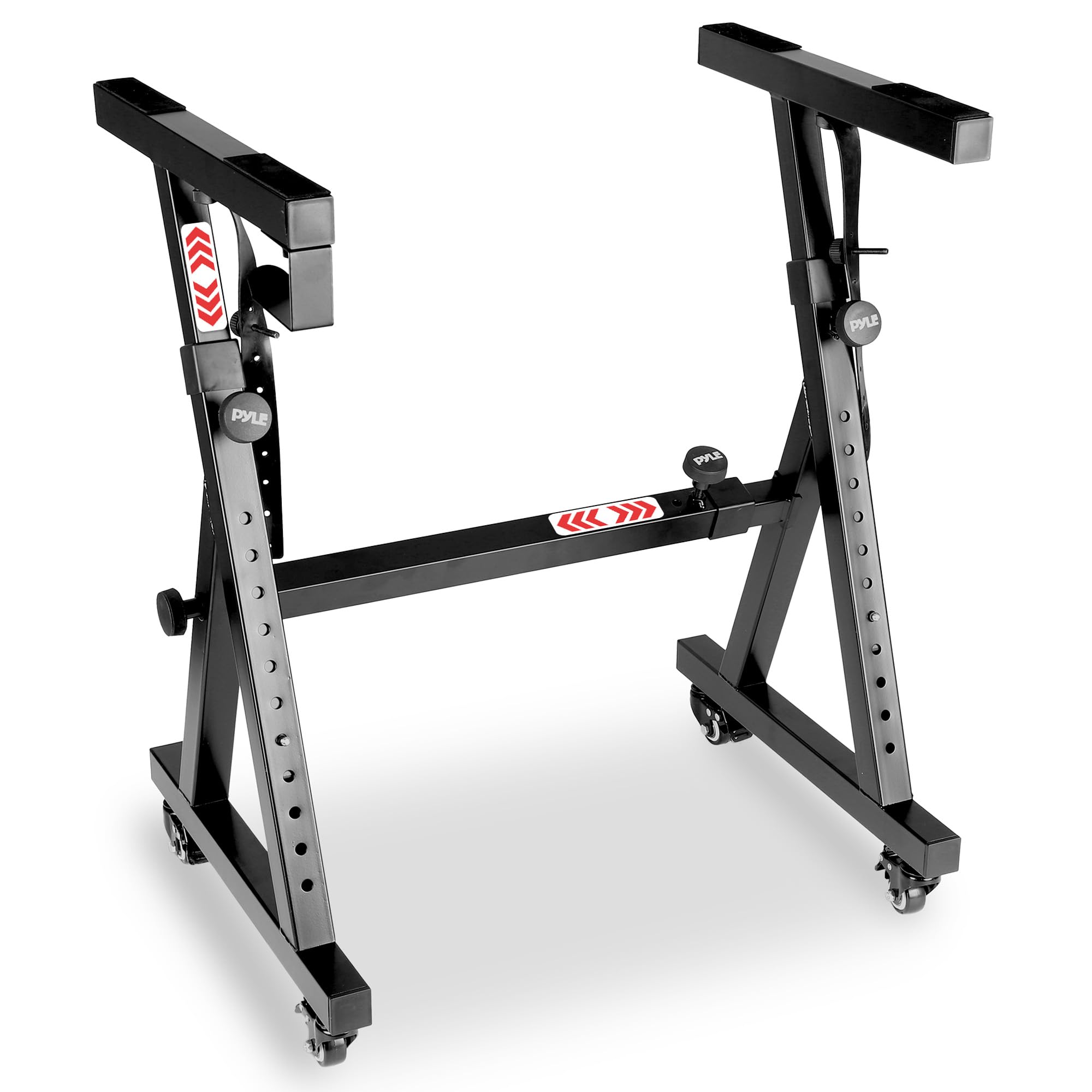 Pyle Universal Electronic Piano, Black Heavy-Duty Z Style Keyboard Stand with Locking Wheels, Adjustable Height and Width, Porta