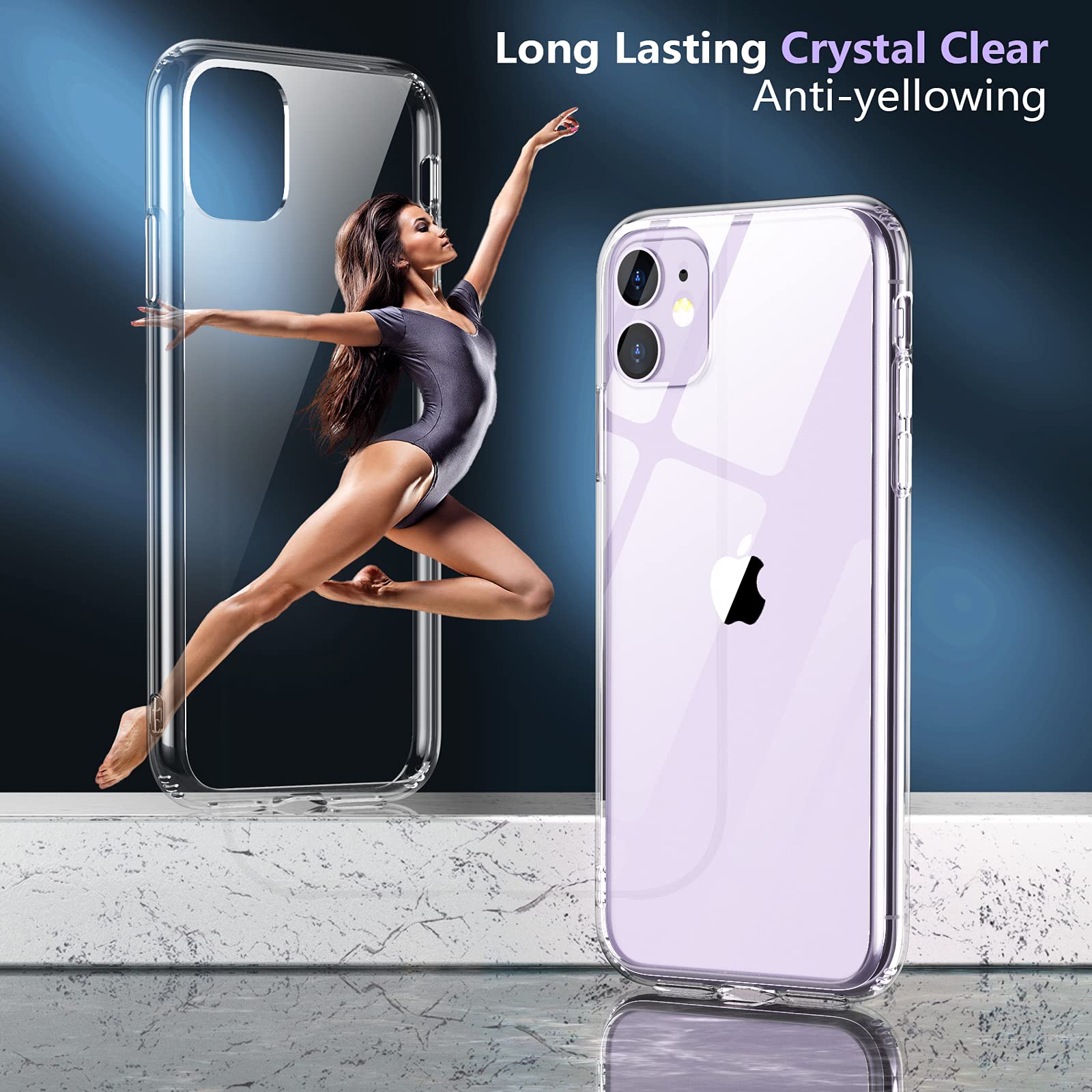 Temdan Designed For Iphone 11 Case, Clear Case Military Grade Protection Magnetic Kickstand Case 6.1 Inch Clear
