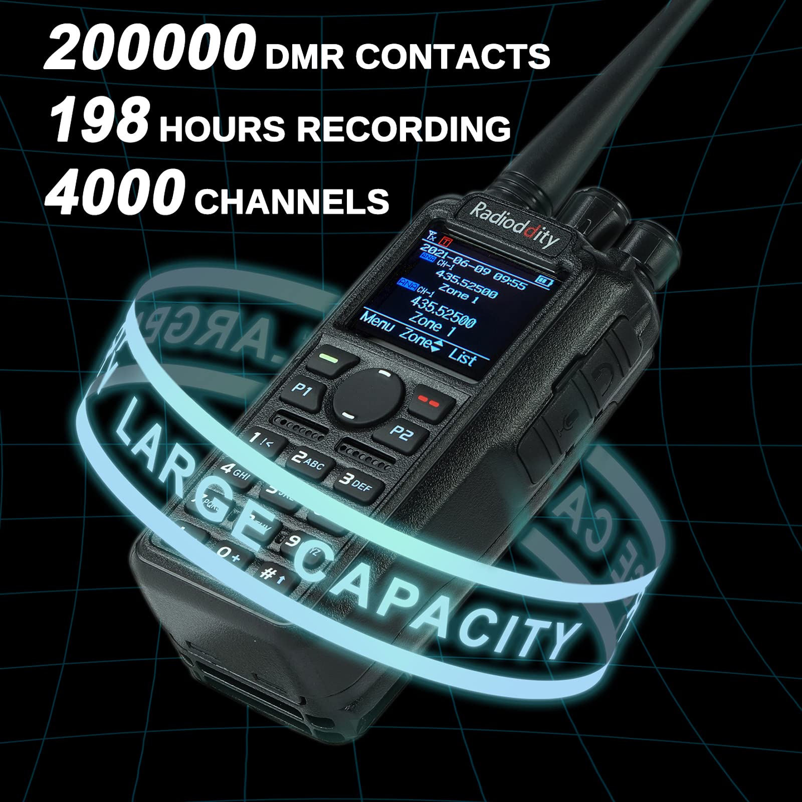 Radioddity Gd At10G Dmr Handheld Ham Radio 10W Digital Analog Long Range (Uhf Only) With Gps Aprs, 3100Mah Rechargeable Battery,