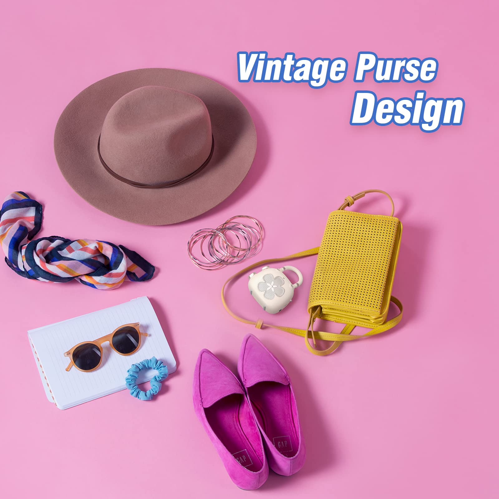 DOSS Mini Bluetooth Speaker, Retro Pink Metal Design, Mighty Sound, Model M66-Pink, Perfect for Room Decoration