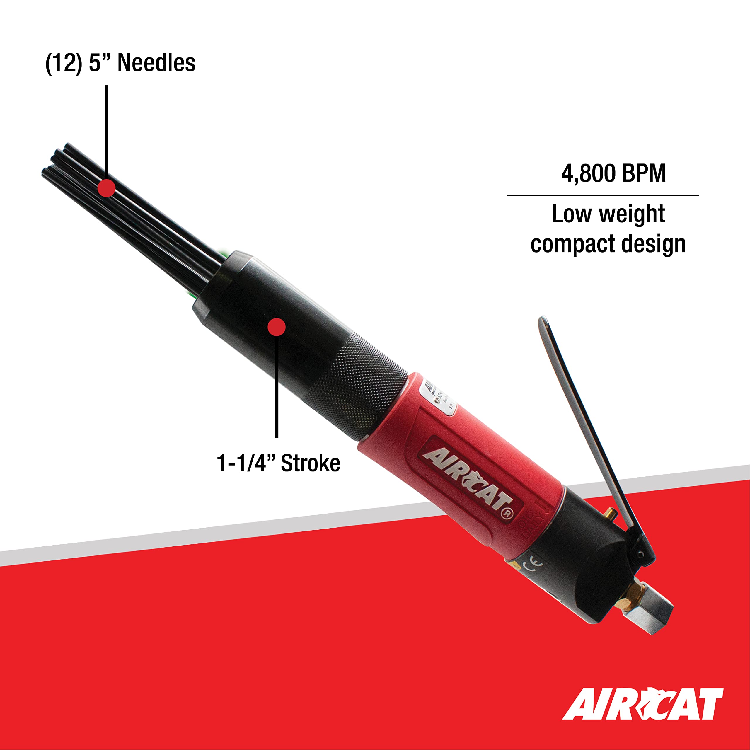 Aircat Pneumatic Tools 6390: Compact Needle Scaler 4,800 Blows Per Minute