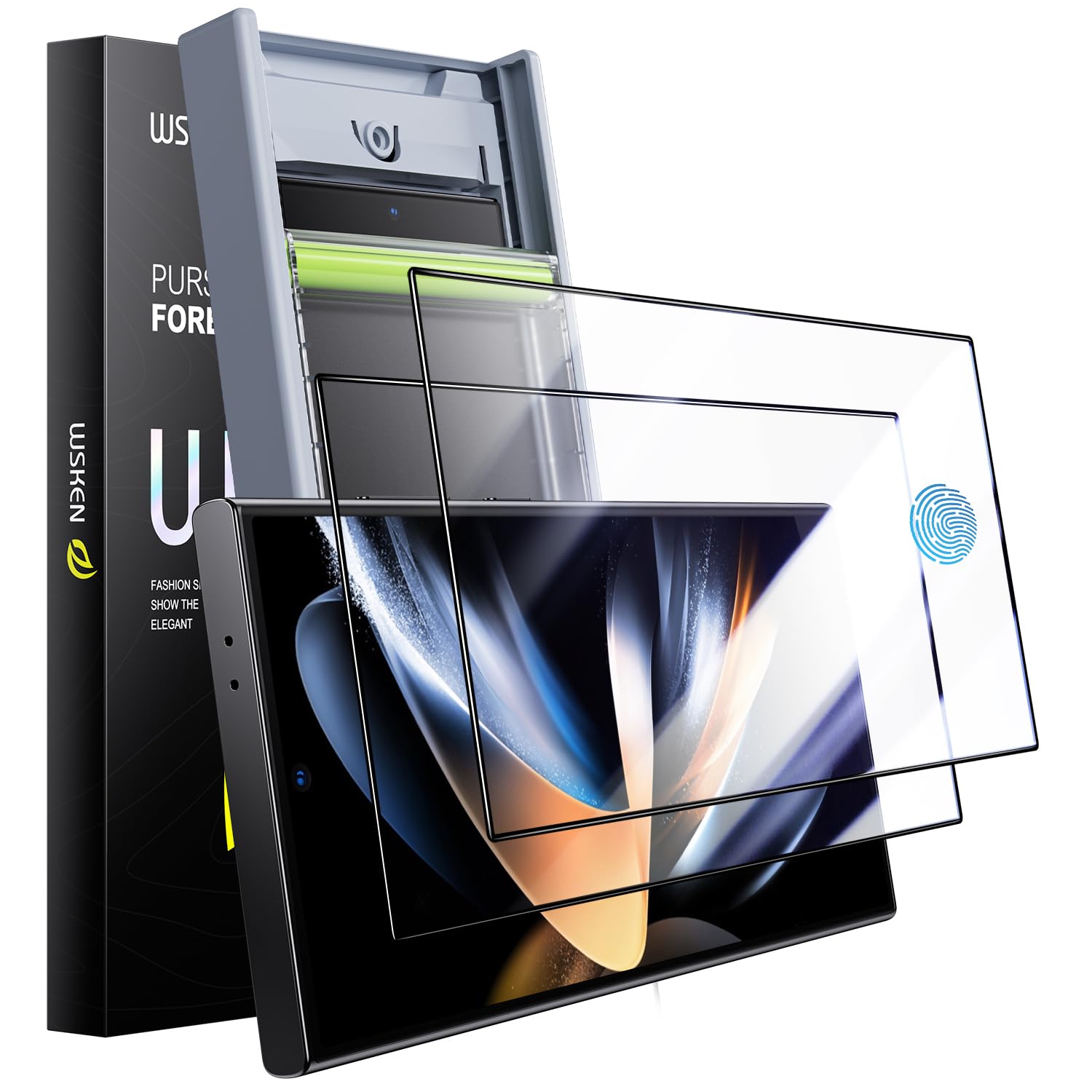 Wsken For Samsung Galaxy S24 Ultra Screen Protector Tempered Glass [Zero Bubble] [Auto Dust Remove] [Support Fingerprint Unlock]