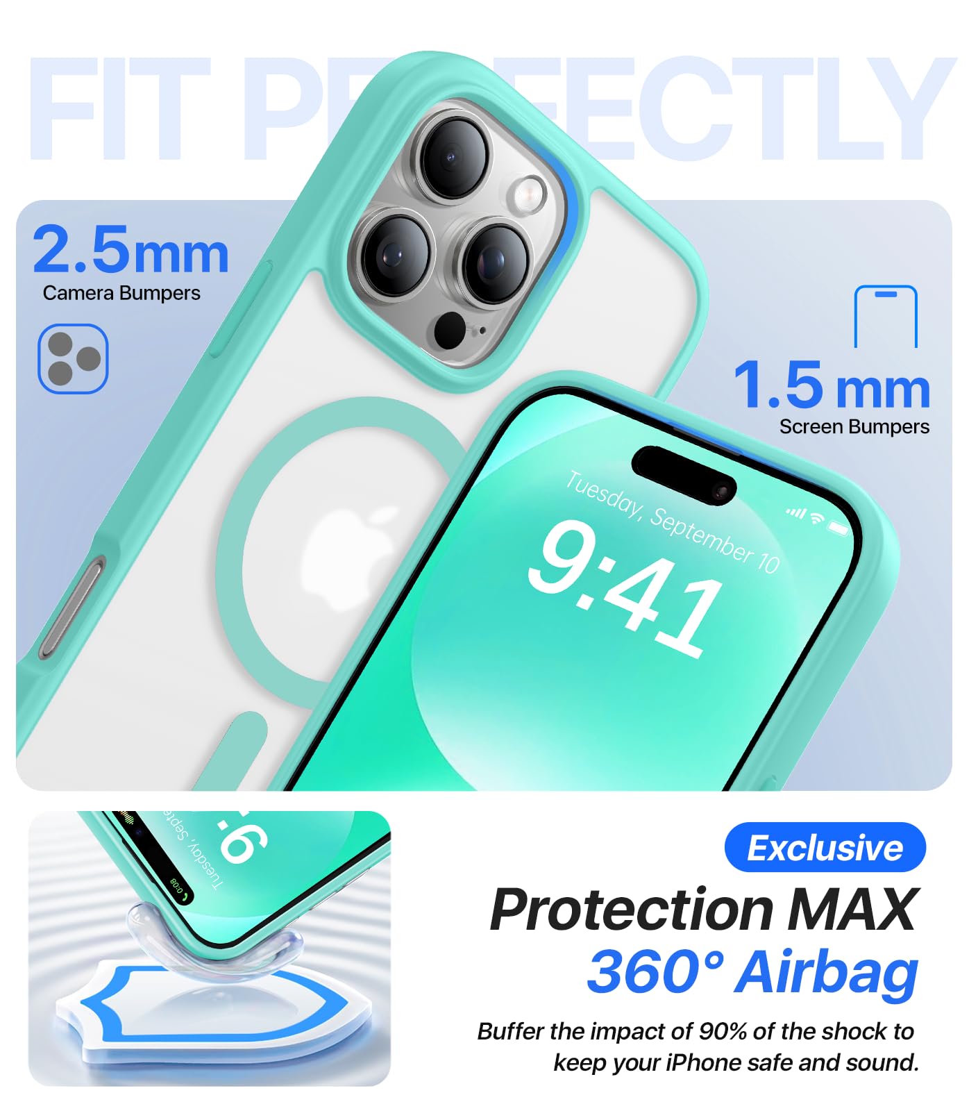 Aulofe Magnetic Shockproof For Iphone 16 Pro Max Case, Skin Friendly[Compatible With Magsafe] [Military Grade Protection] Shockp