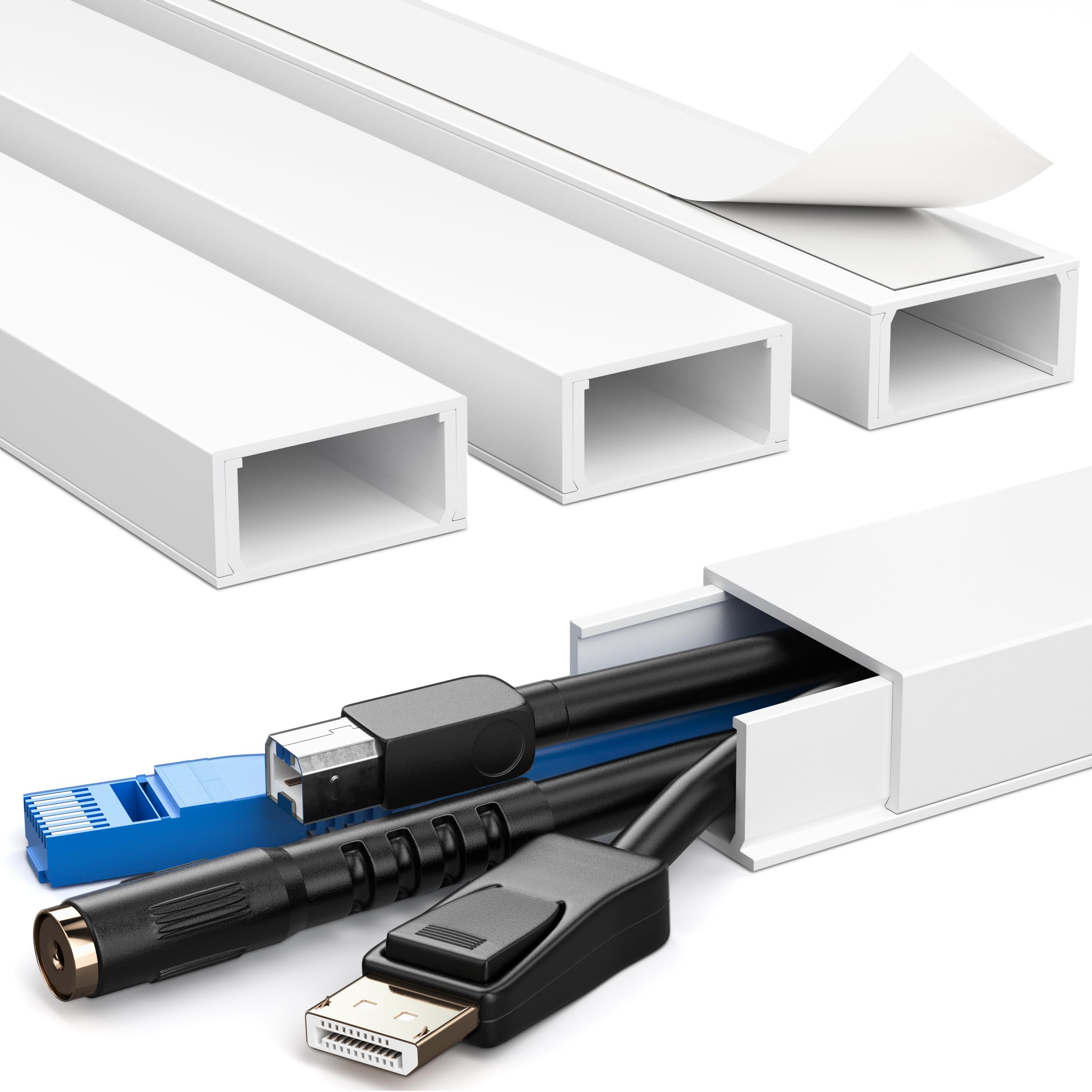 68In Cord Covers For 4 Wires On Wall, Large Cord Hider White Cord Cover, Paintable Cable Hider, Cord Hider For Wall Mount Tv, Wi