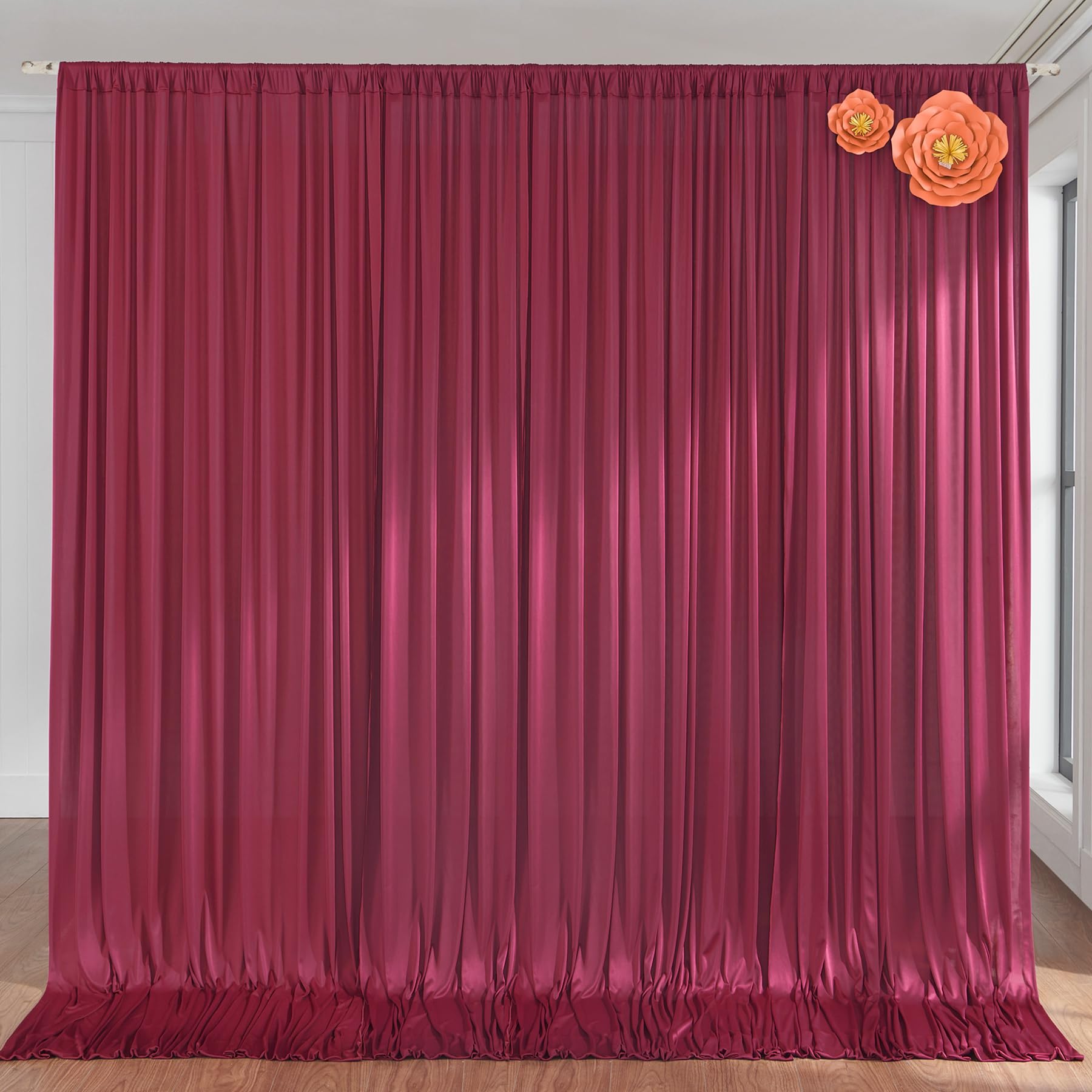 10X8Ft Wrinkle Free Burgundy Backdrop Curtain Maroon Backdrop Drapes, Thick Fabric Wedding Curtains Party Background For Baby Sh