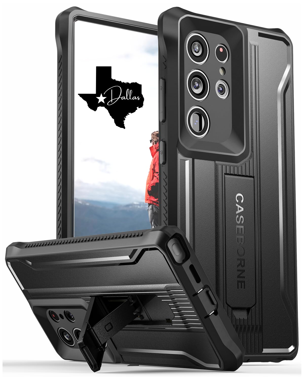 CaseBorne V Case Compatible with Samsung Galaxy S24 Ultra Black | Extremely Rugged, Military Grade 5-Layer Construction, with Bu