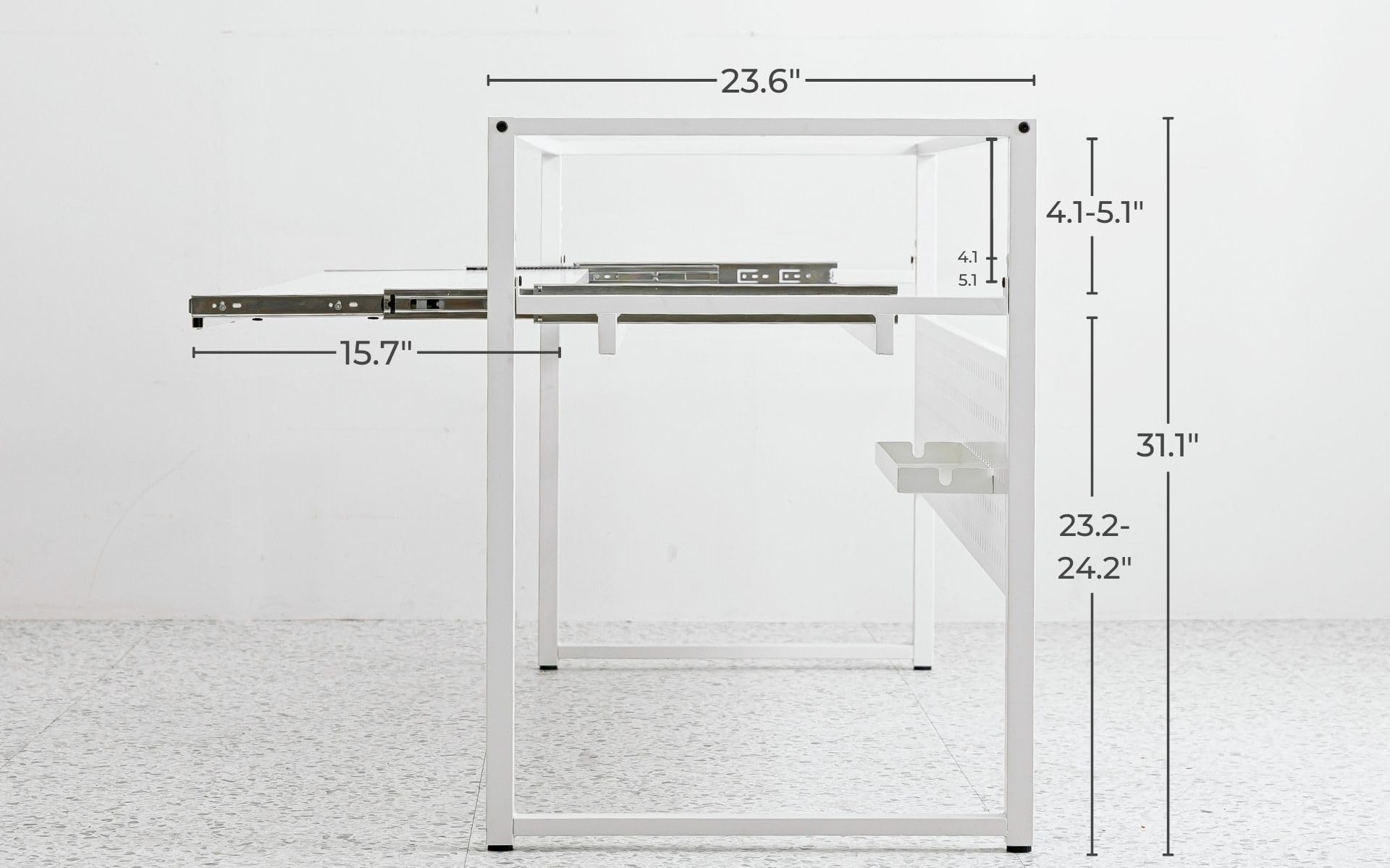 Lyyl Music Studio Desk With Keyboard Tray For Full 88 Keys And 61 Keys, Music Producer Desk (61 Keys, White)(Cable Tray & Speake