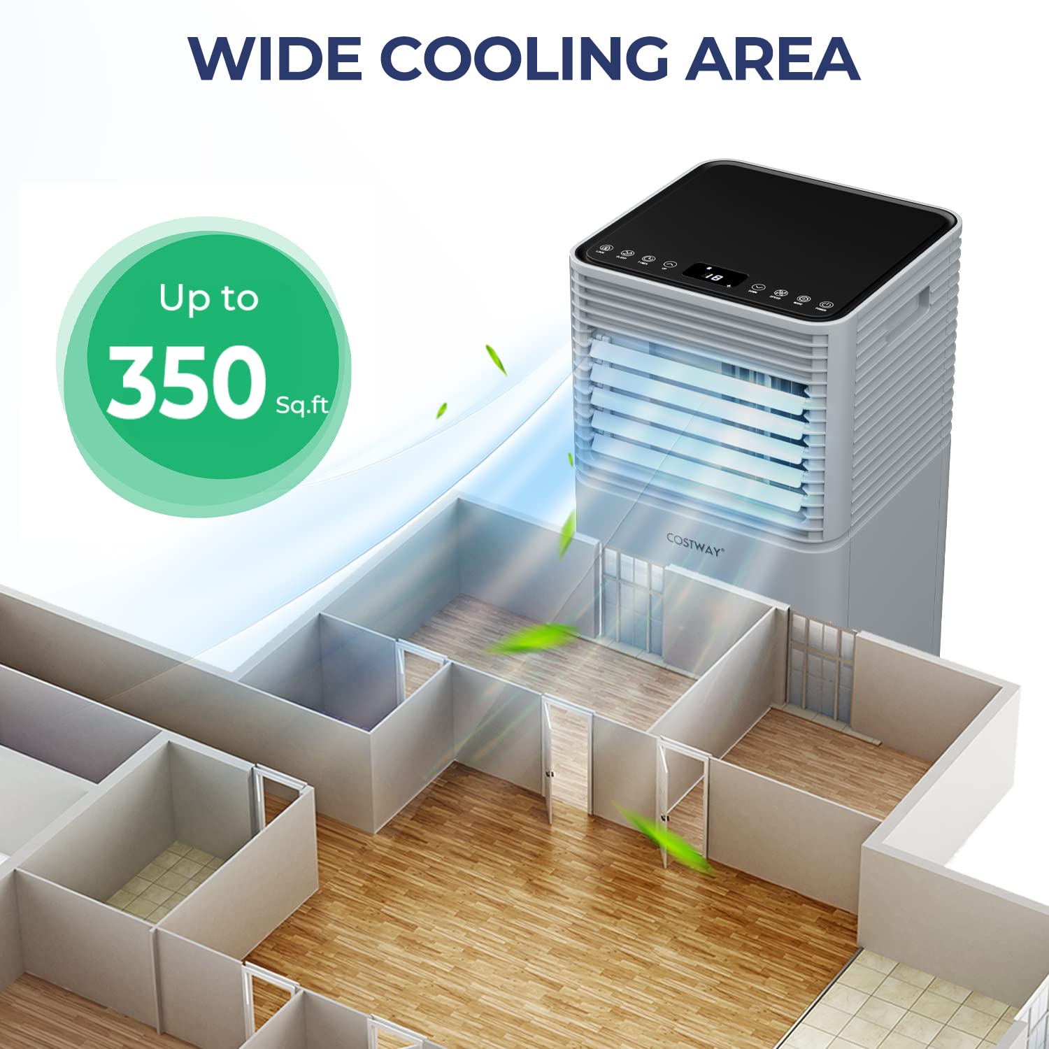 Costway Portable Air Conditioners, 10000Btu Spaces Up To 350Sq.Ft, With Remote Control, 24H Timer & Window Venting Kit, Multi Fu