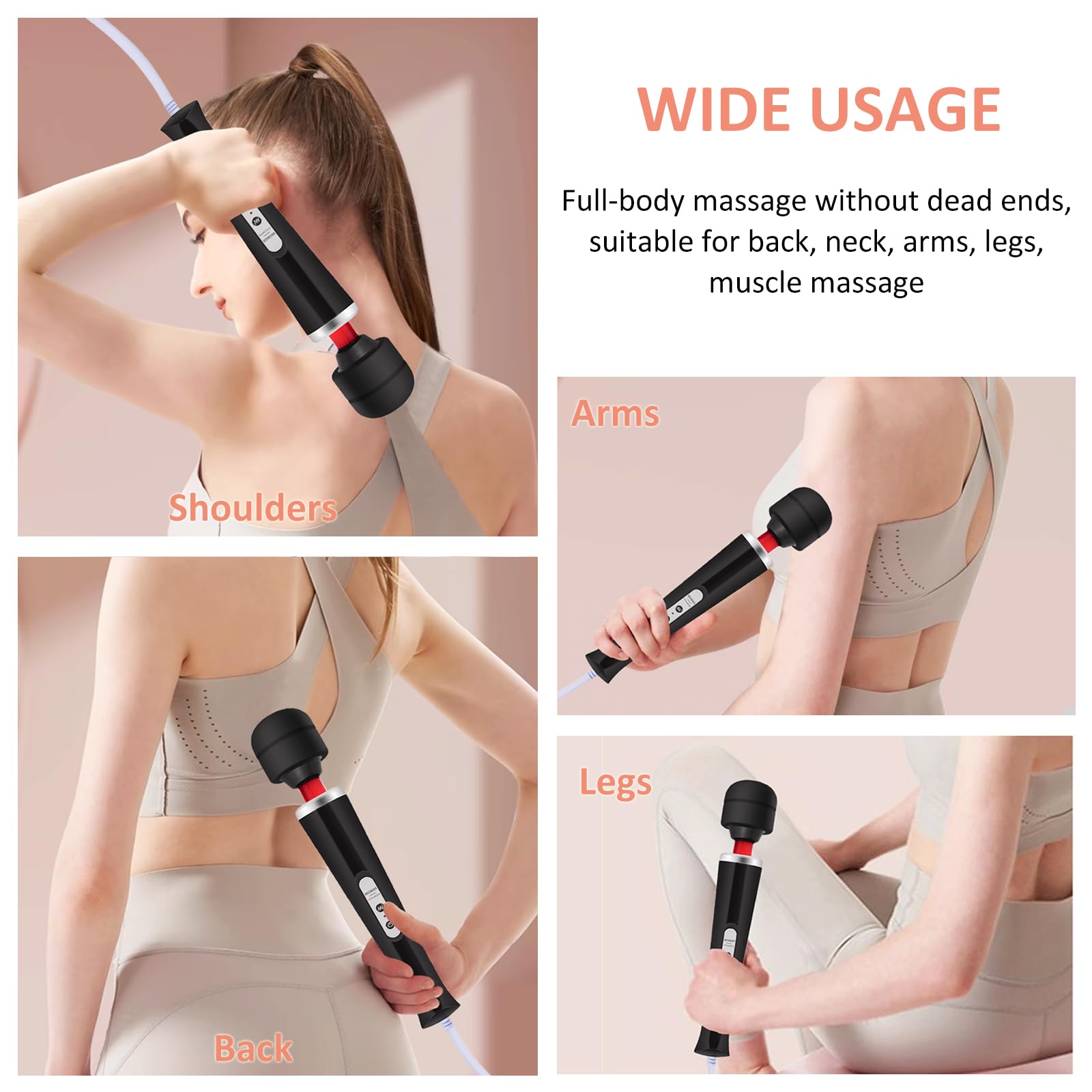 Vzvjtr Electric Muscle Massager, Handheld Relaxation Tool, Body Muscle Deep Tissue Massage For Neck Back Shoulder Foot (Black)