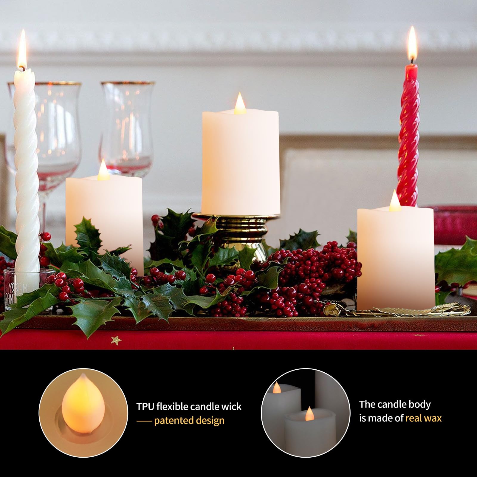 Asldoiweh 3X4'' Flickering Flameless Candles Set Of 3