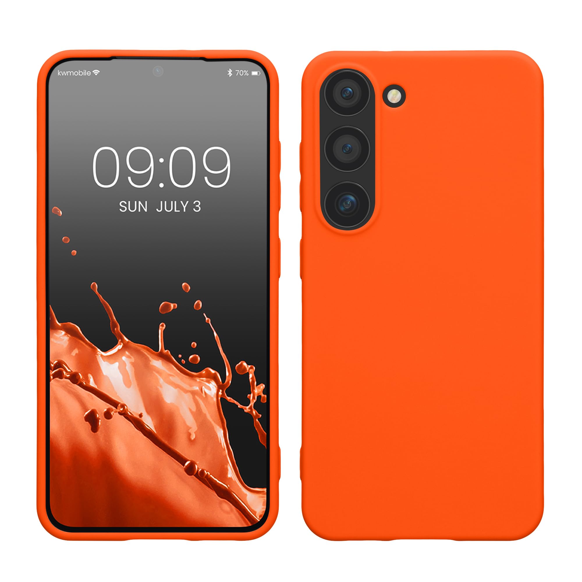 kwmobile Case Compatible with Samsung Galaxy S23 Case - Soft Slim Protective TPU Silicone Cover - Neon Orange