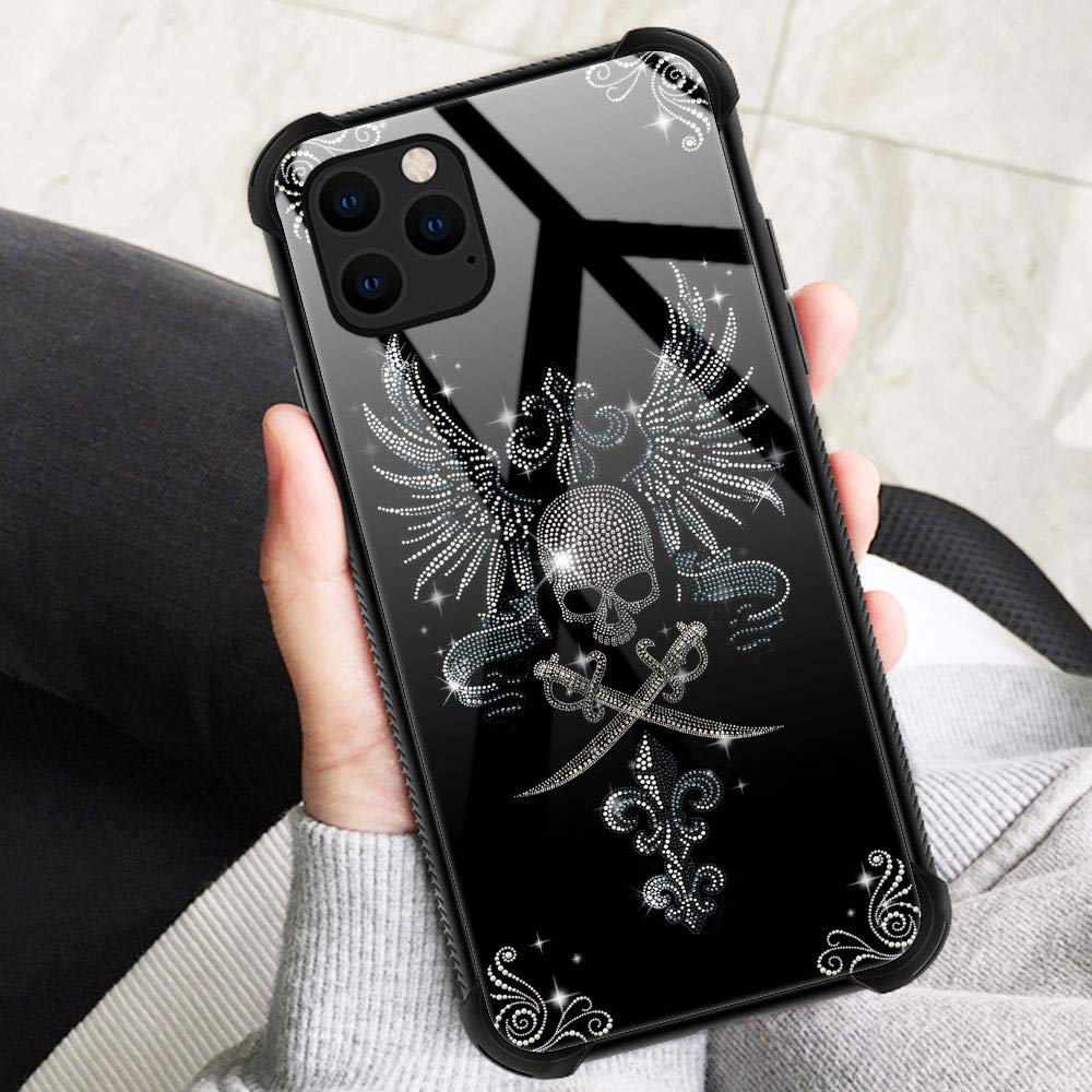 ZHEGAILIAN Phone Case for iPhone 13 Pro Diamond Skull Organic Glass Rubber
