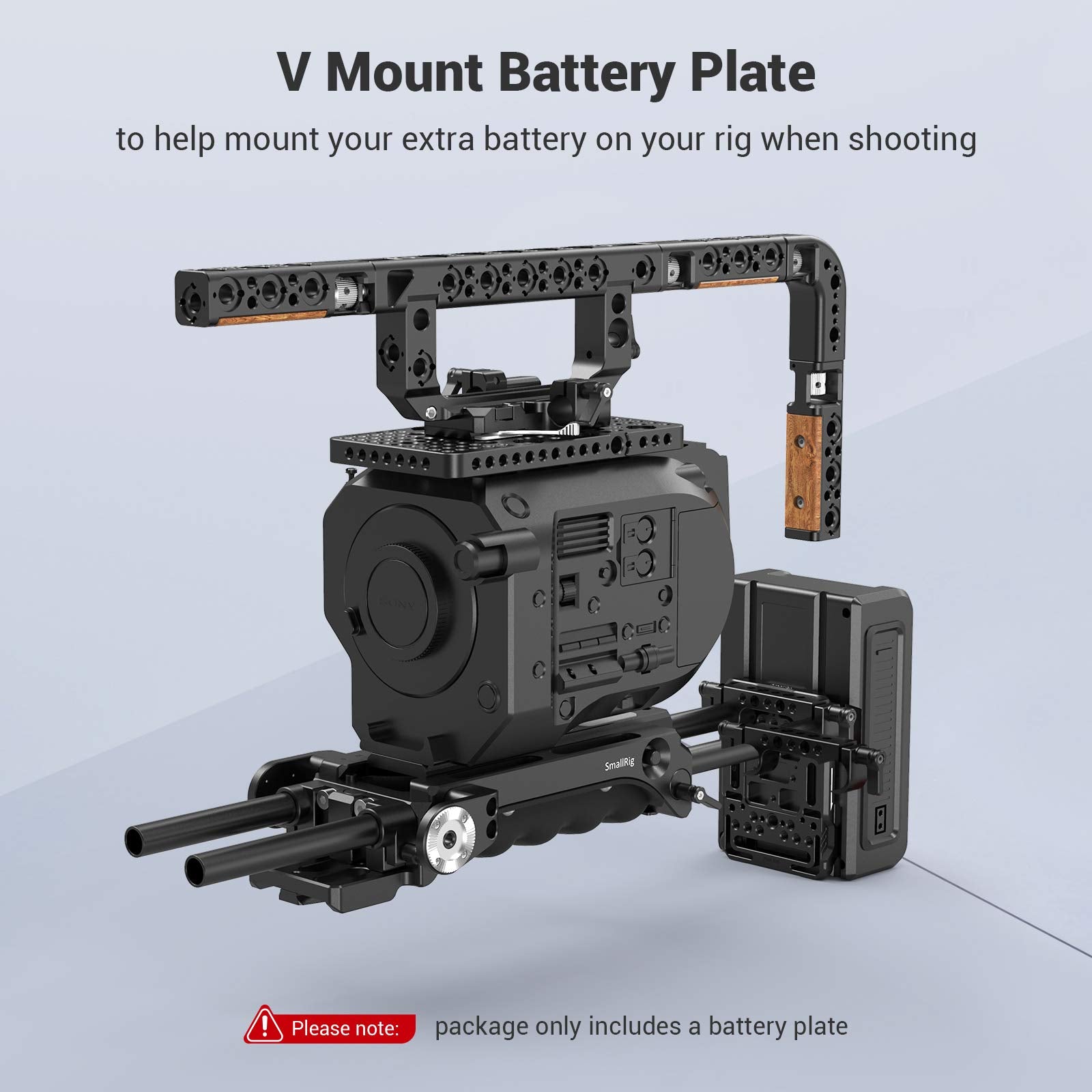 Smallrig Battery Plate With V-Lock Mount With Dual 15Mm Rod Clamp For Camera Power Supply - 3016